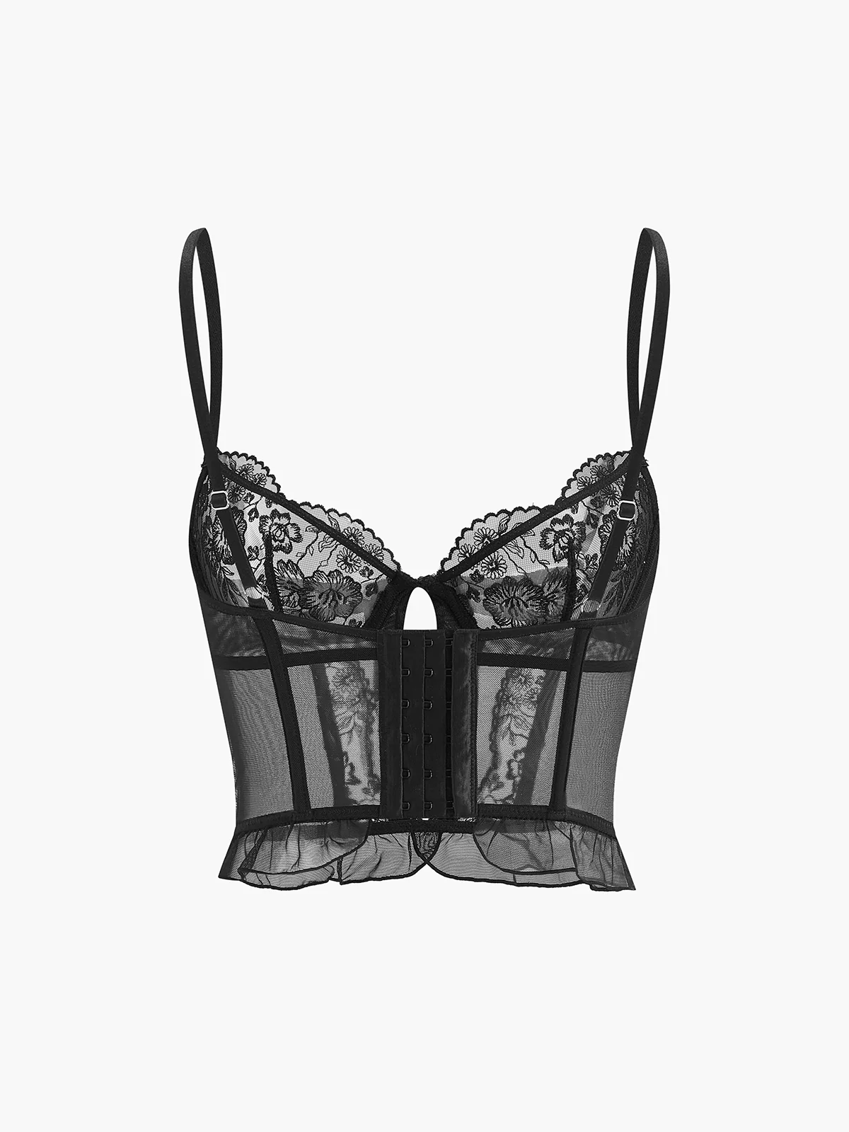 Semi-Sheer Floral Lace Corset Top - Takermore