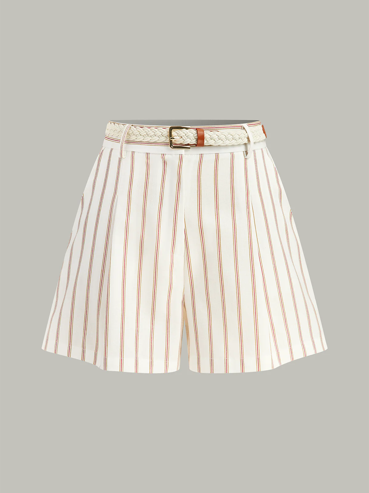 Belted Striped Shorts Set - Takermore