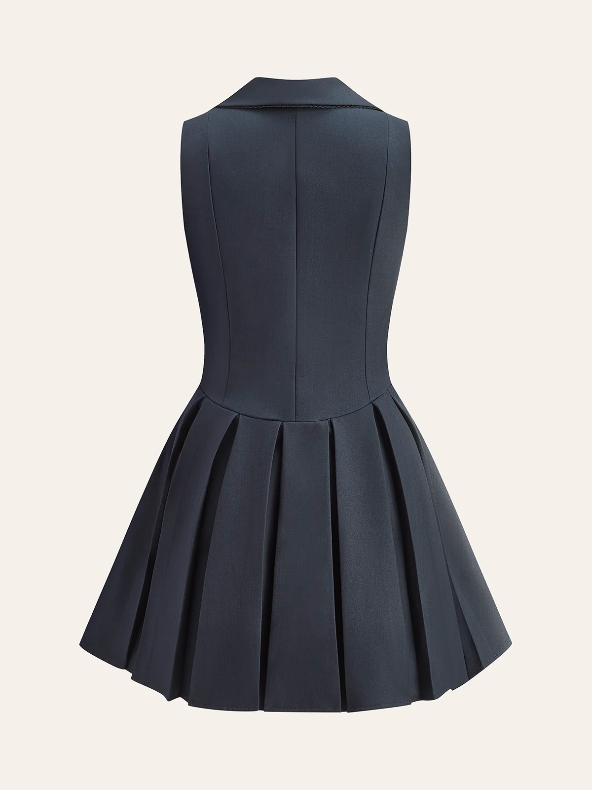 Wide Collar Detail Pleated Dress - Takermore
