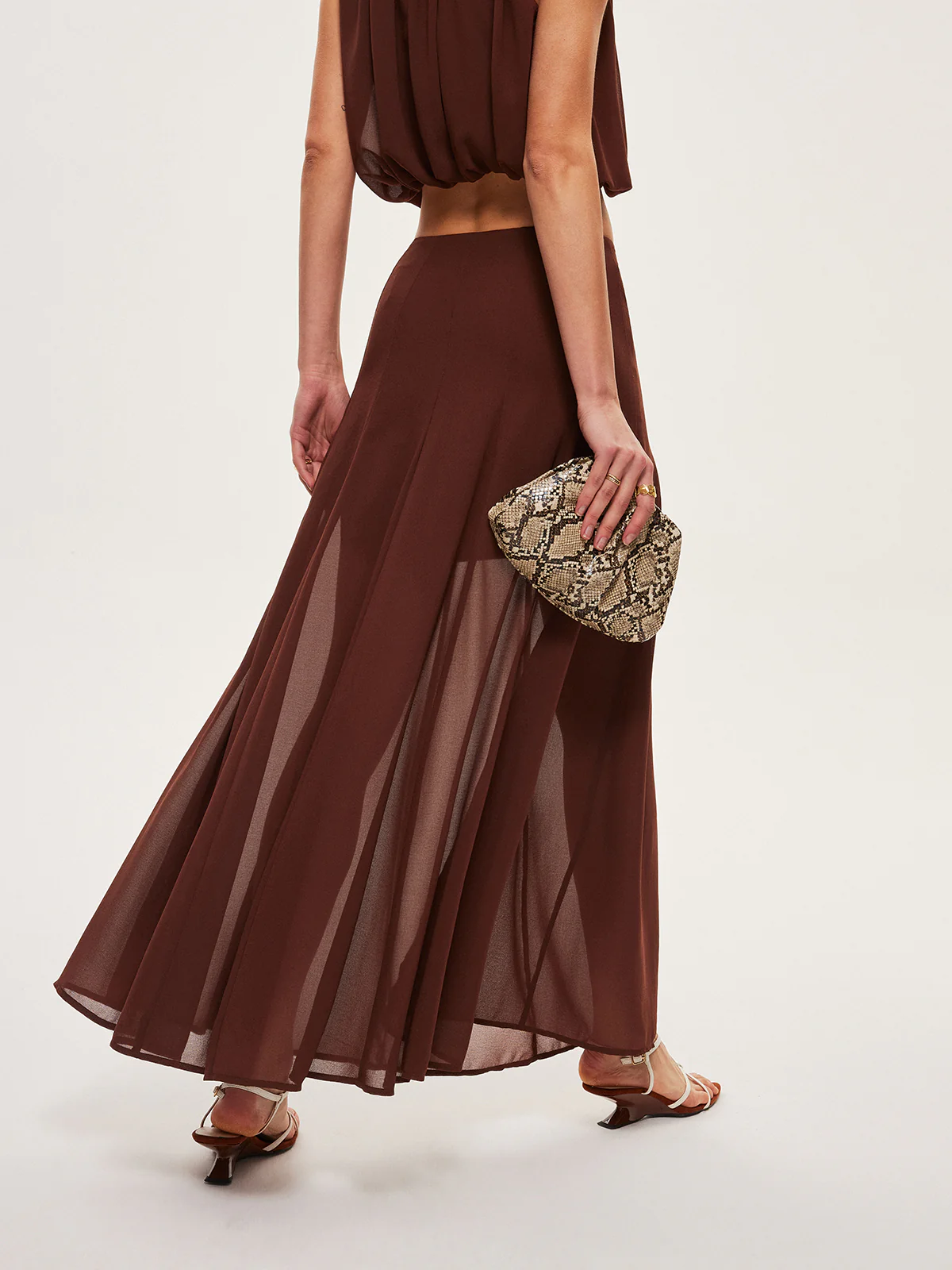 Chiffon Semi-Sheer A-Line Skirt - Takermore