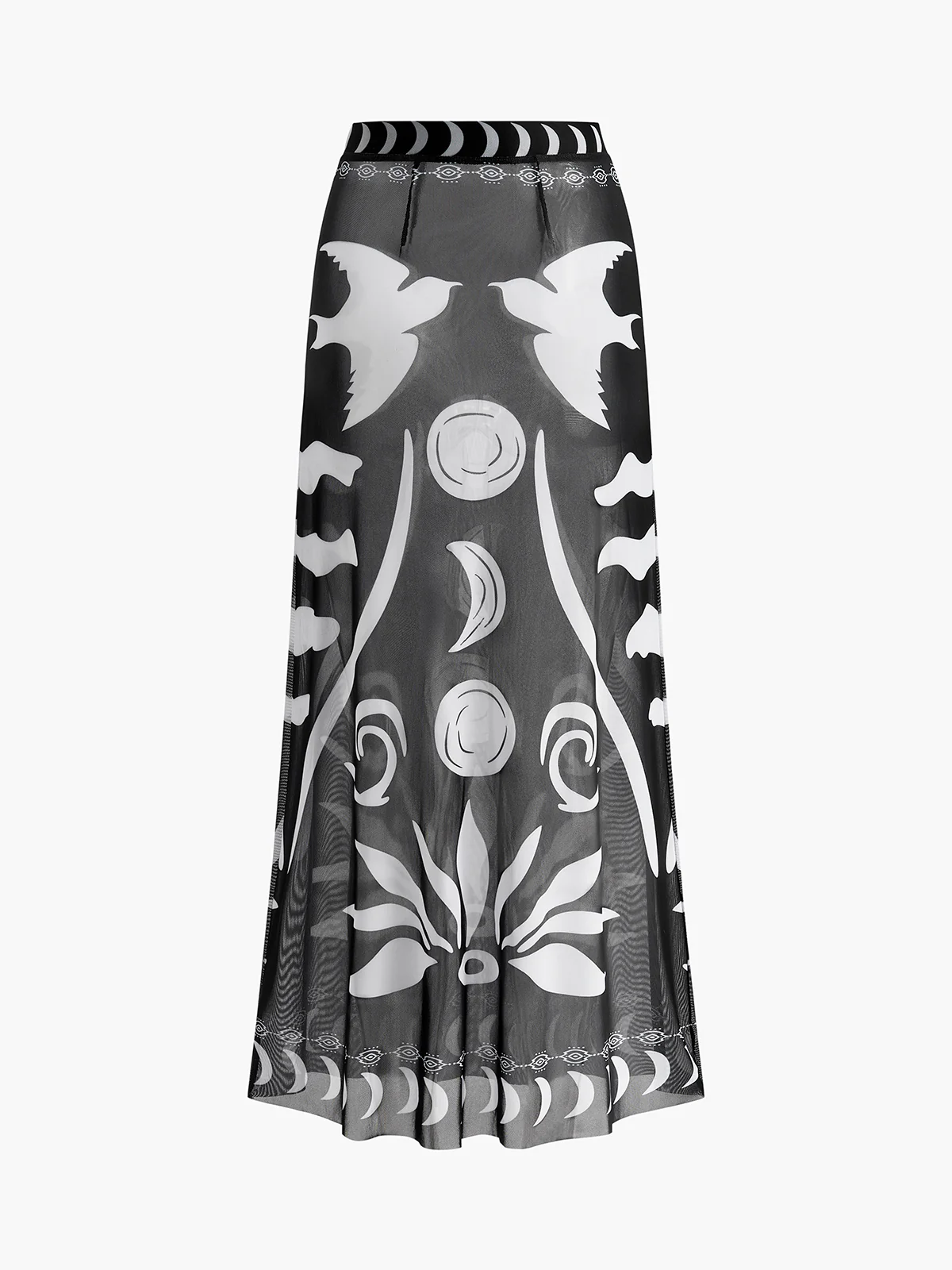 Sheer Printed Mesh Beach Cover-Up Skirt - Takermore