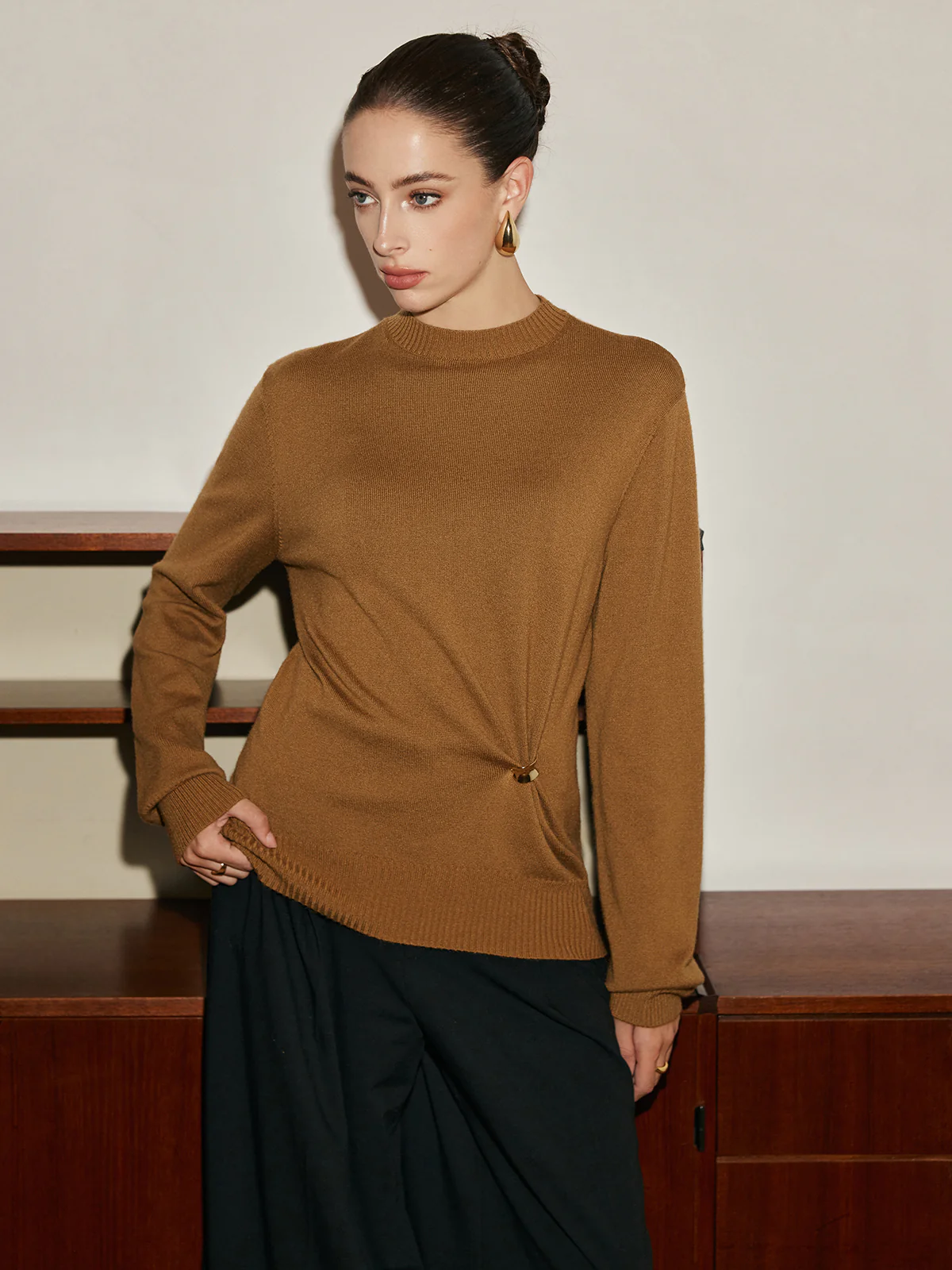 Wool-Blend Metal Knotted Sweater - Takermore