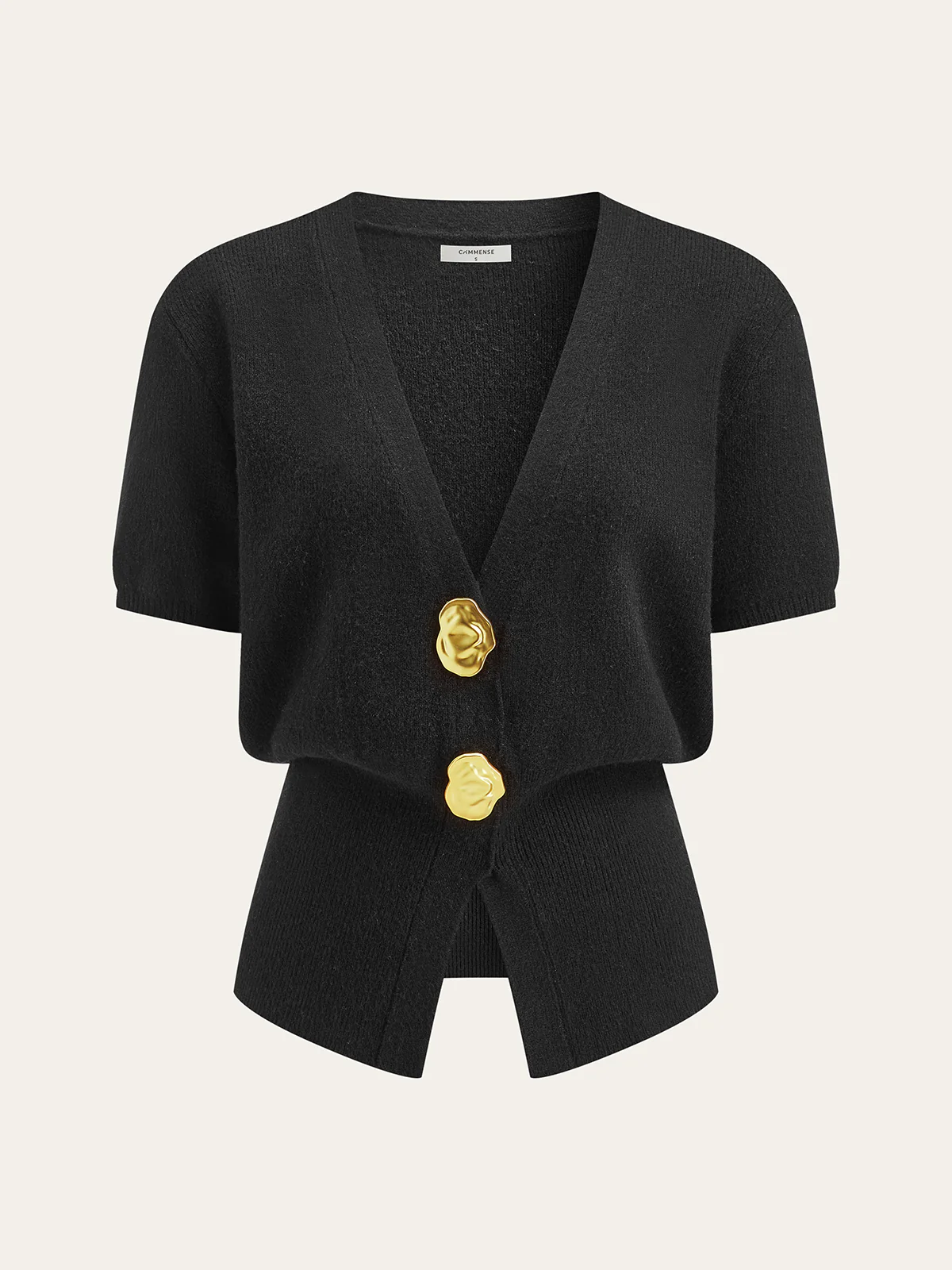 Metal Button V-Neck Sweater - Takermore