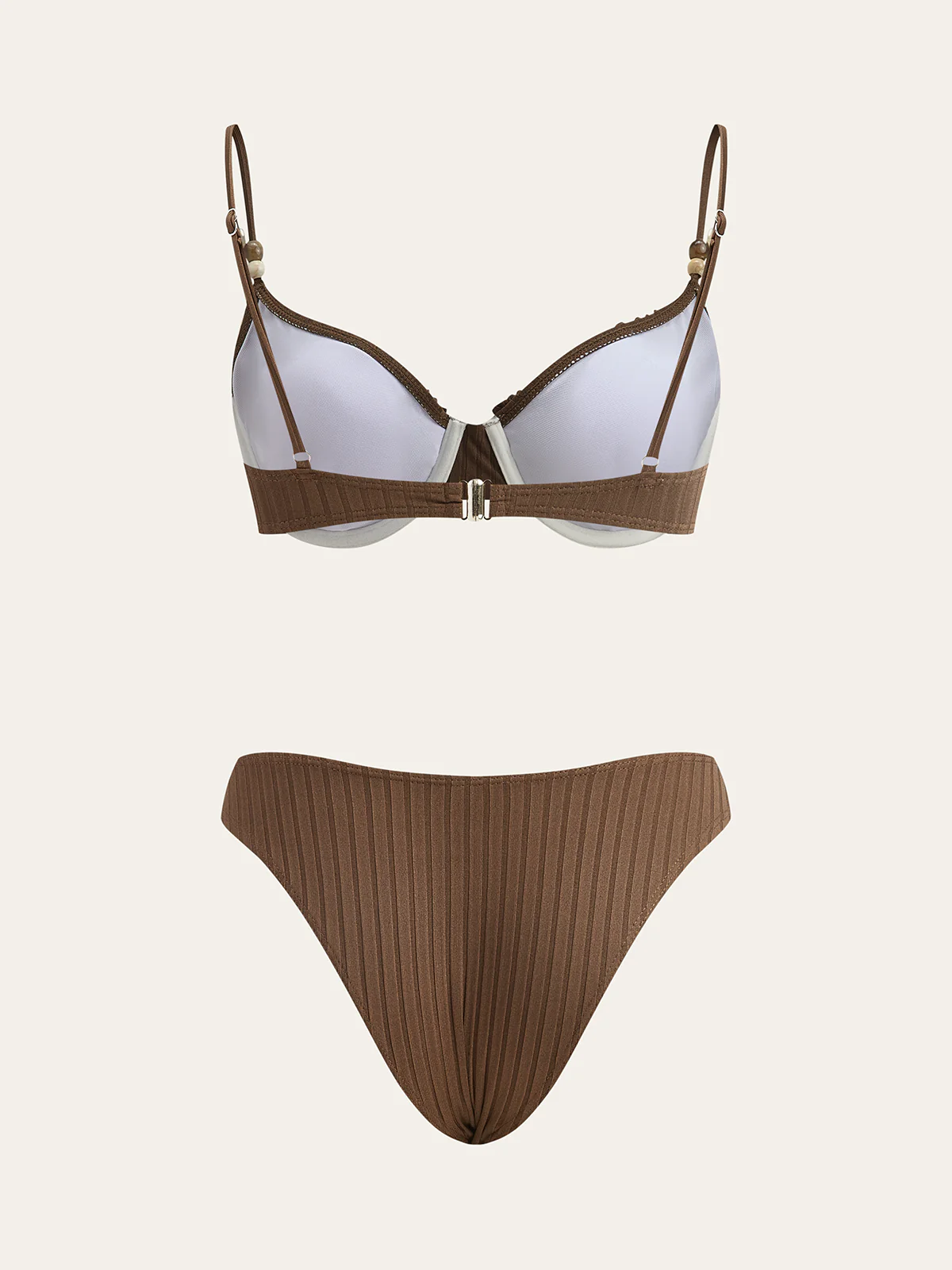 Ribbed Bikini Set with Ruffled Detailing - Takermore