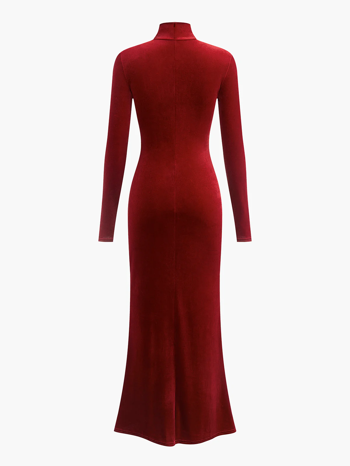 Mock Neck Knotted Velvet Dress - Takermore