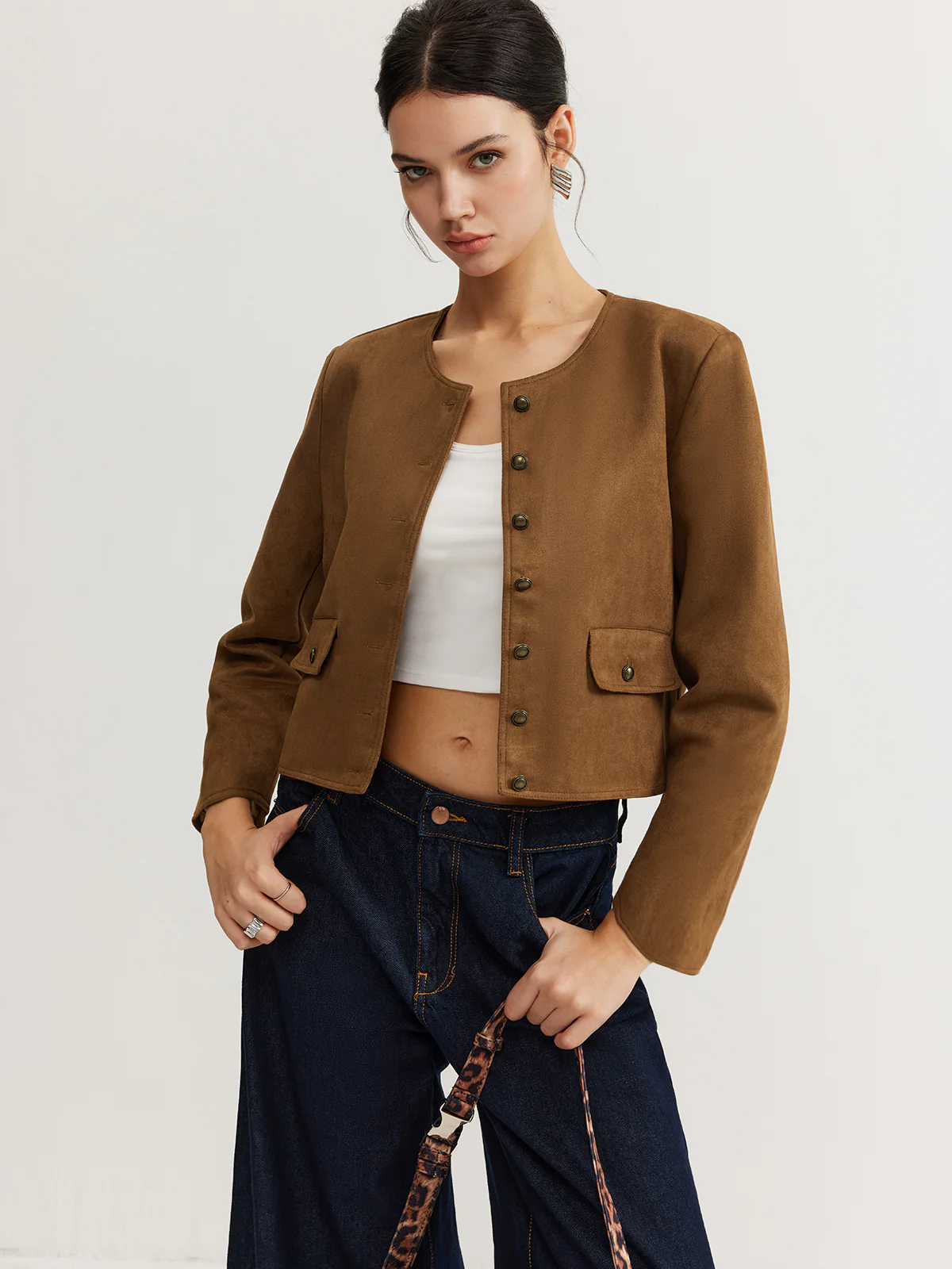 Leisure Button Suede Trench Coat - Takermore