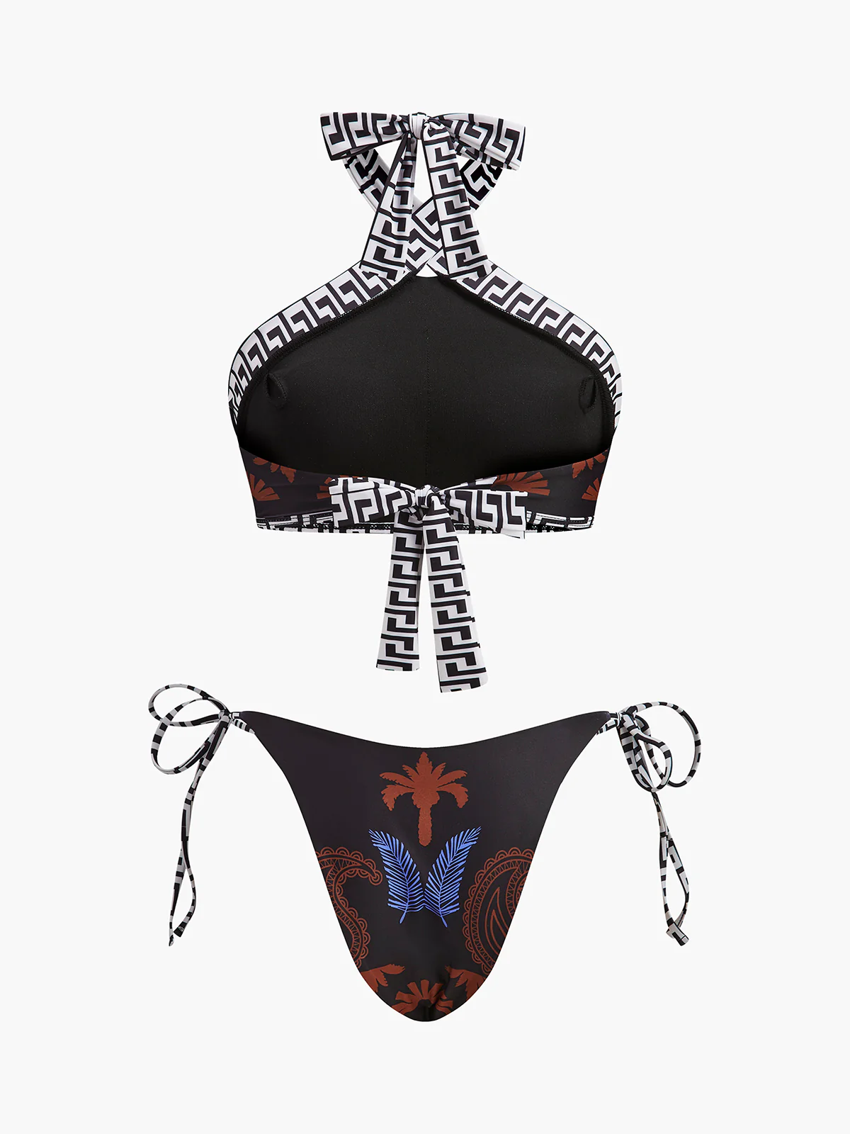 Boho Print Tie-Back Halter Bikini - Takermore