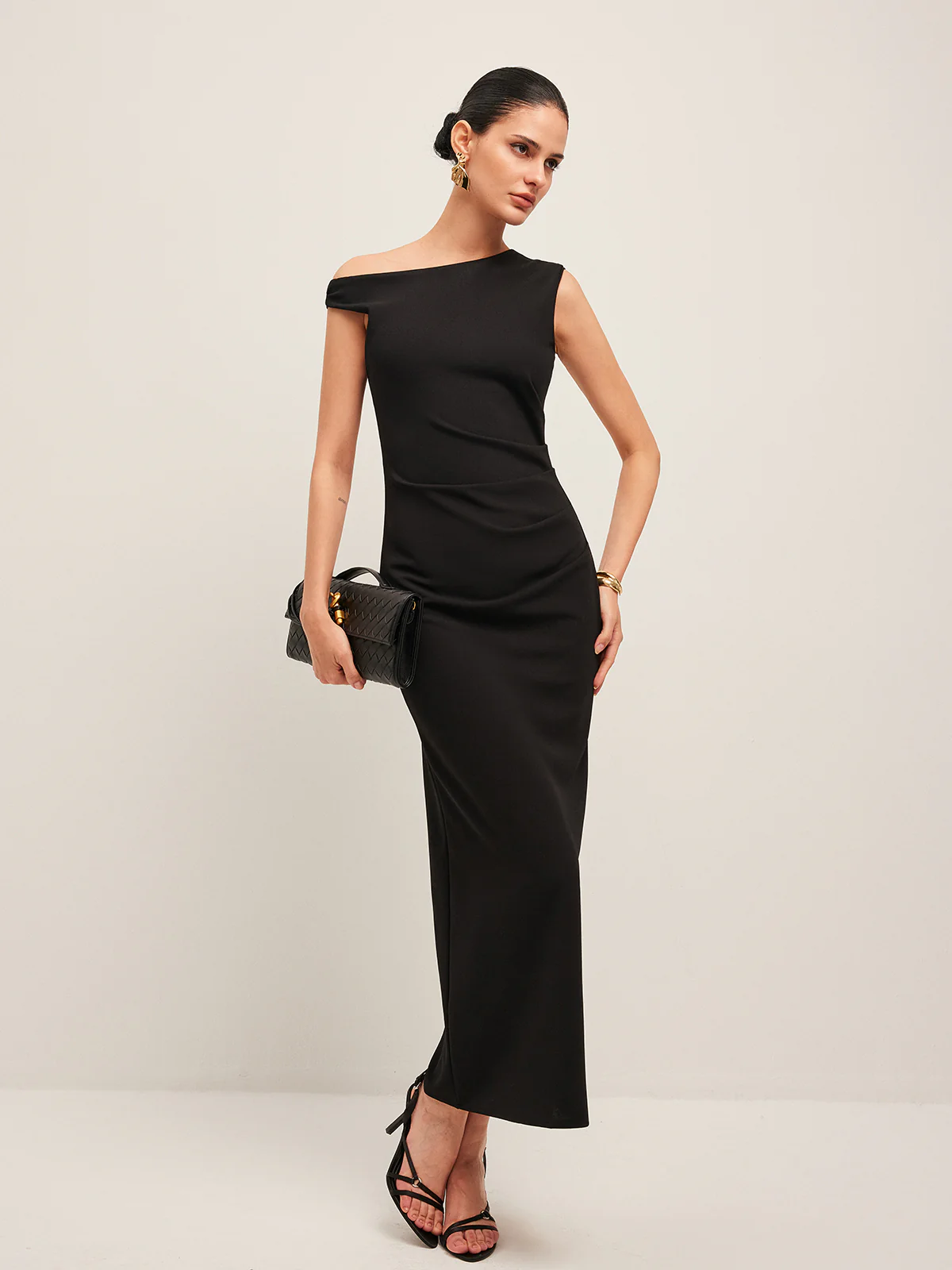 Asymmetrical Shoulder Dress - Takermore