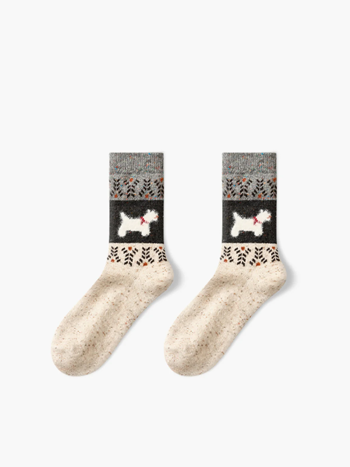 1pr Puppy Pattern Wool Socks - Takermore