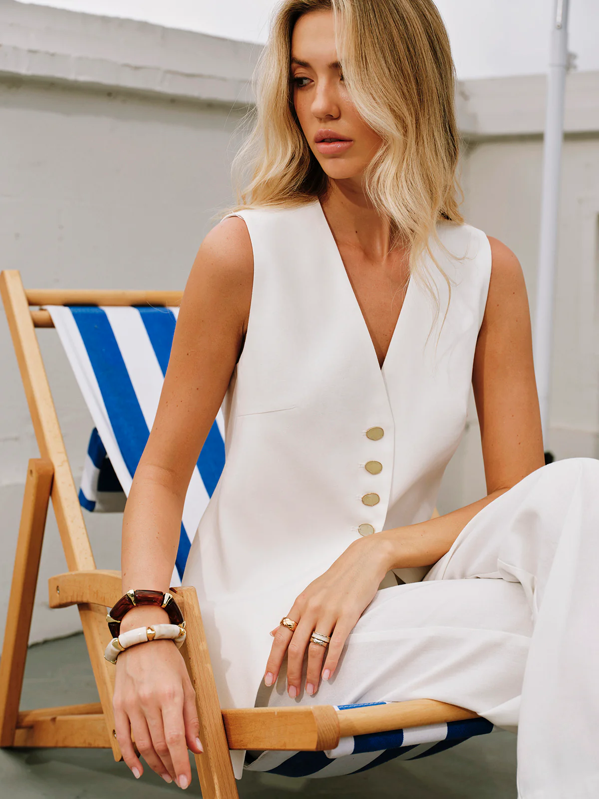 Cotton & Linen Tie-Back Vest - Takermore