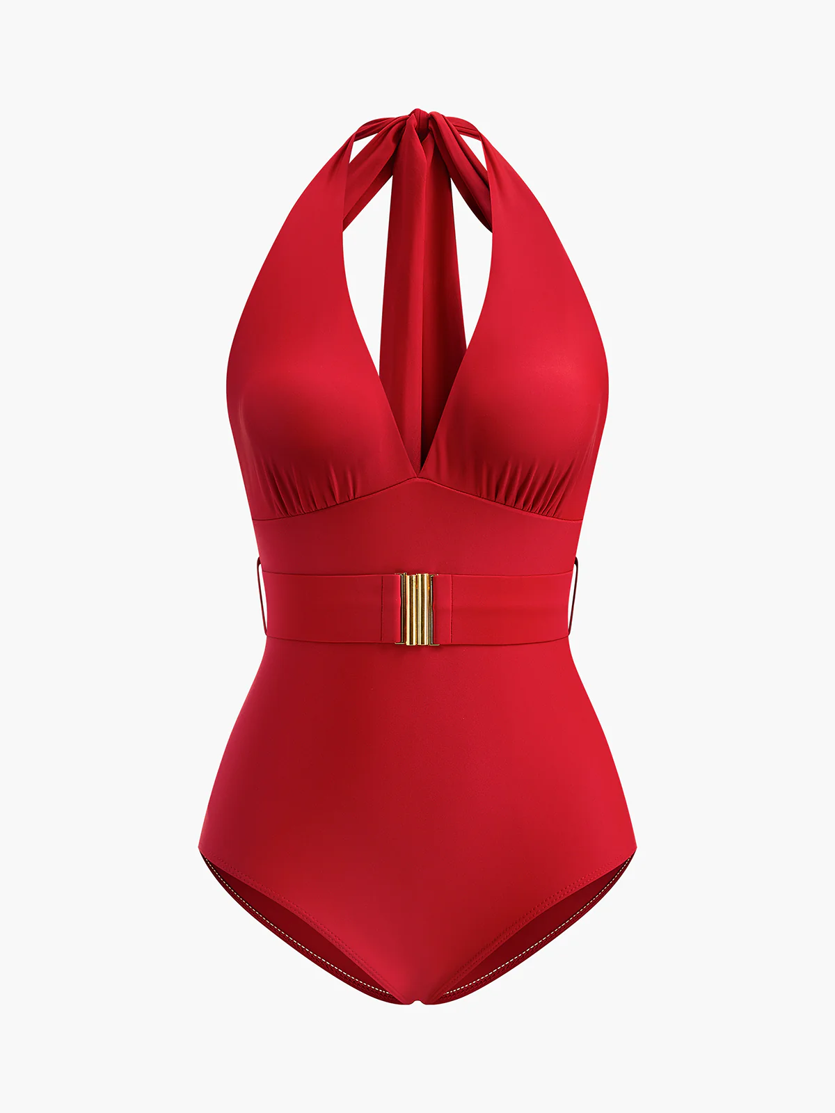 Halter Neck Belted One-Piece Swimsuit - Takermore