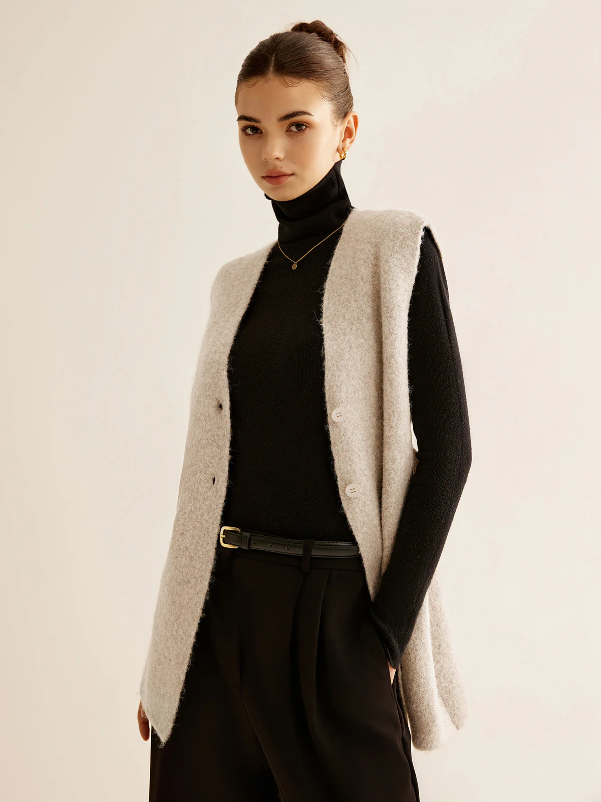 Wool-Blend Breasted Sweater Vest - Takermore