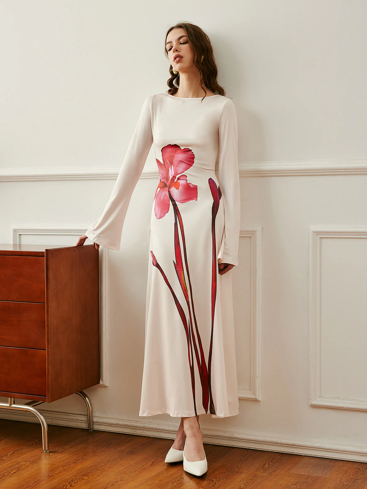 Back Tie Floral Print Dress - Takermore