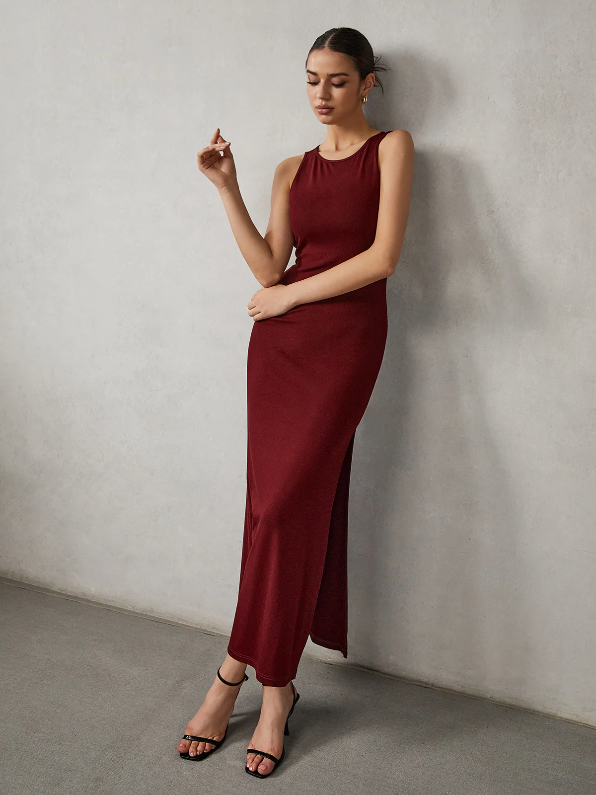 Side Split Backless Long Dress - Takermore