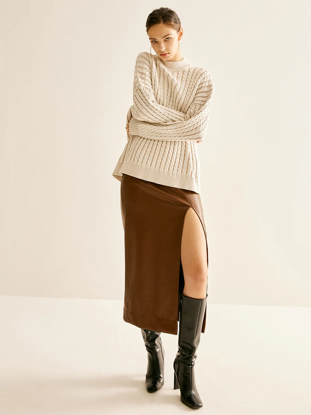 Minimalist Plain Cable Sweater - Takermore