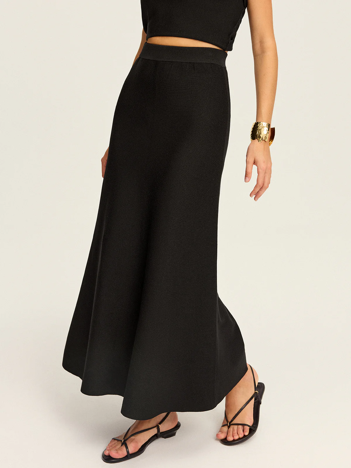 Knit Elastic-Waist Maxi Skirt - Takermore