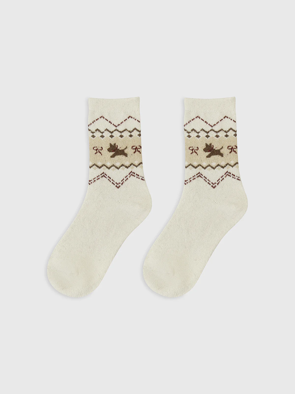 1pr Wool-Blend Puppy-Pattern Socks - Takermore