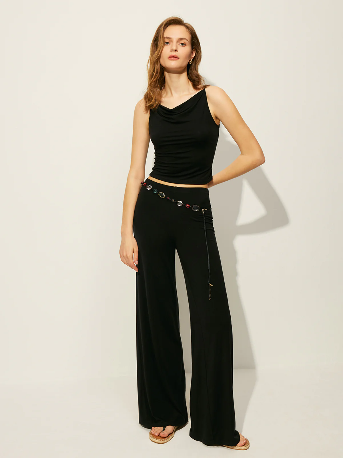 Sleeveless Top Pants Set Without Belt - Takermore