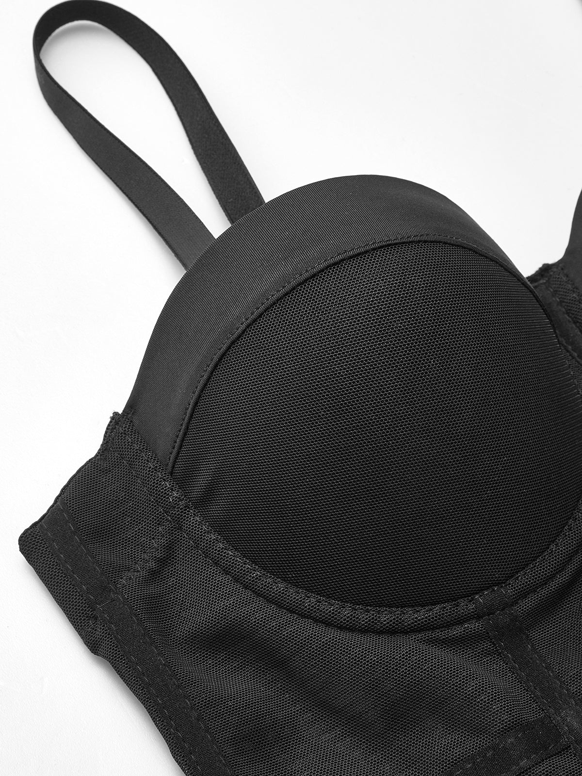 Mesh Sheer Piping Corset - Takermore