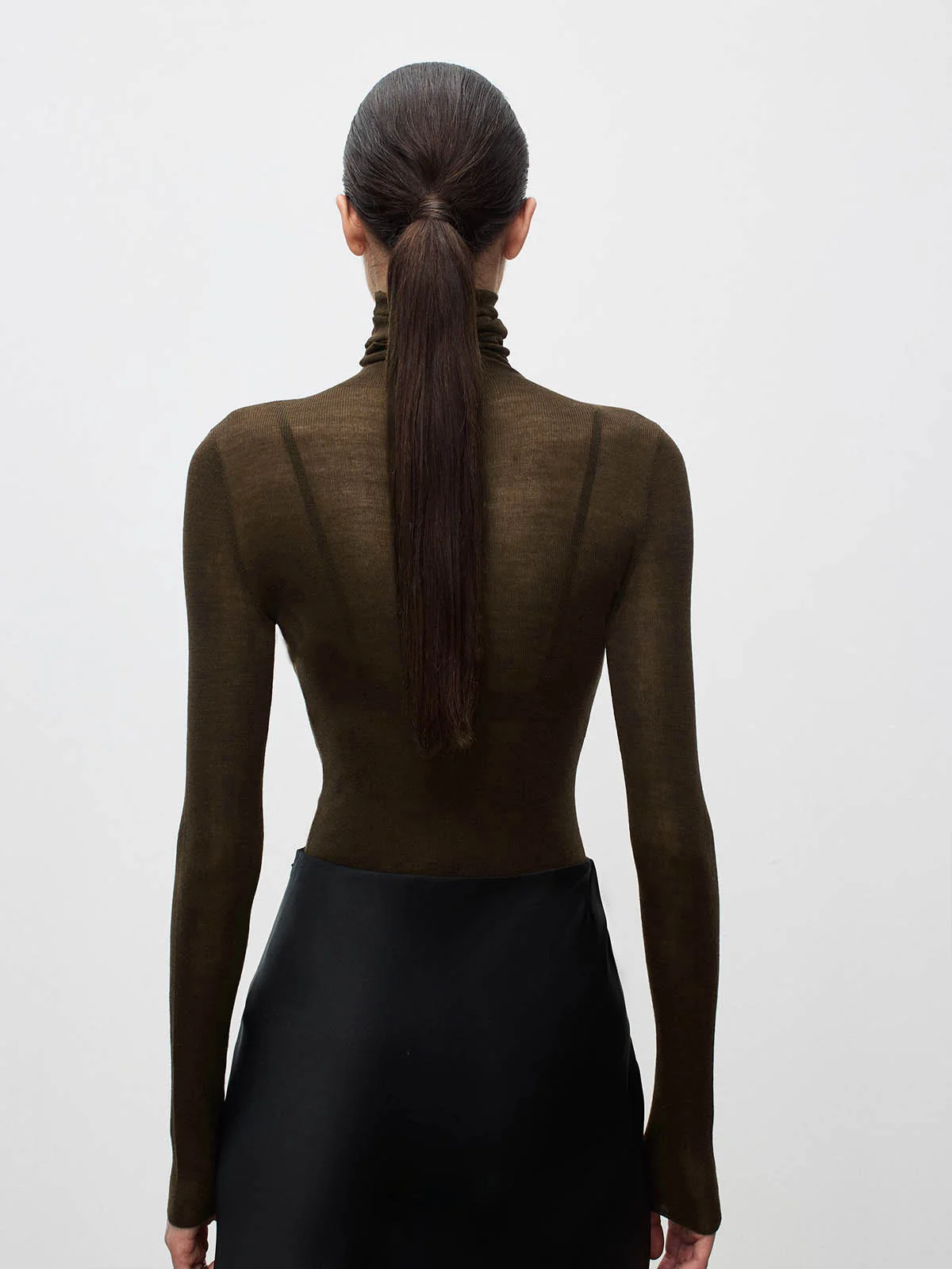 Wool-Blend Turtleneck Sheer Sweater - Takermore