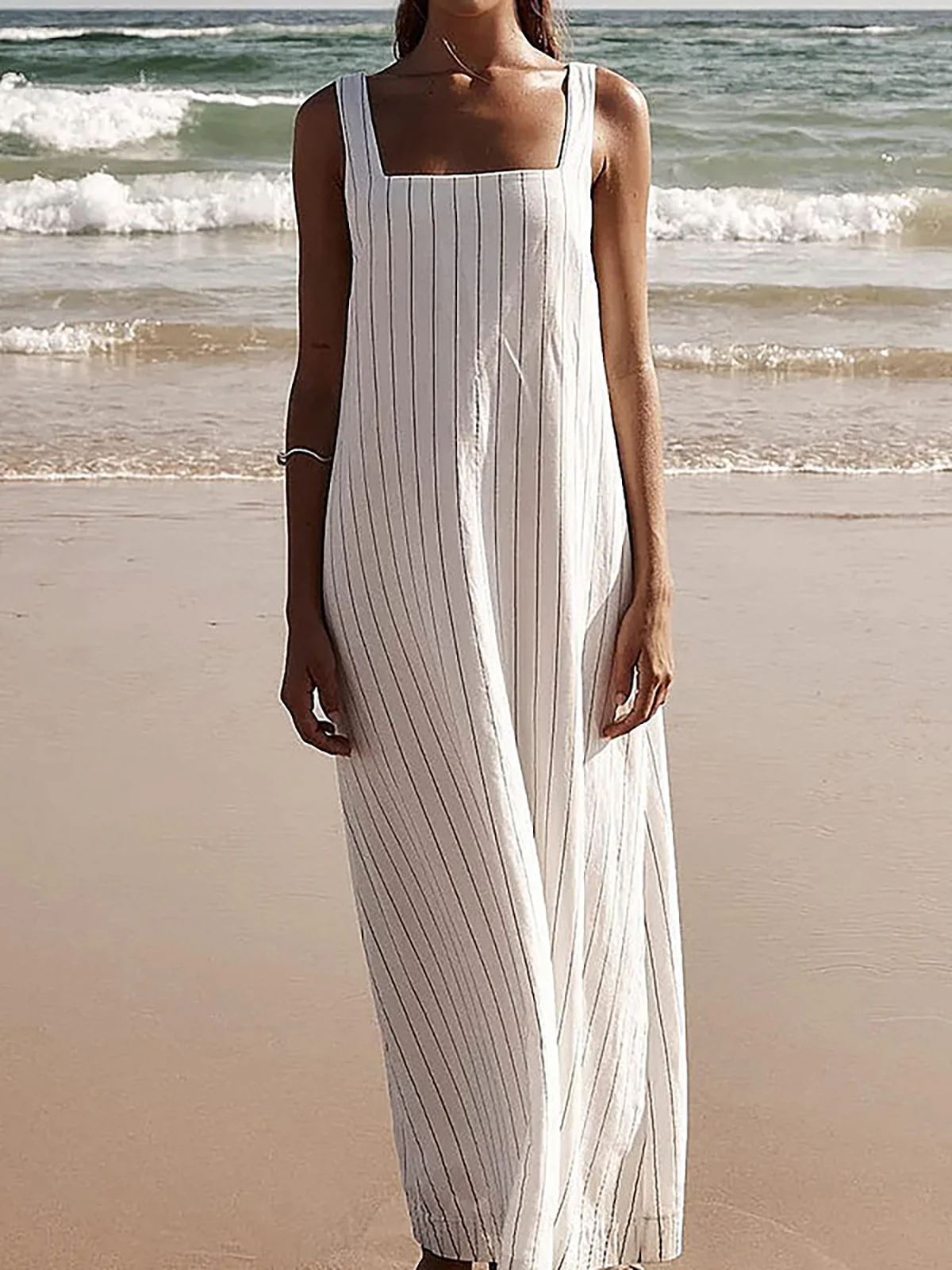 Striped Cami Long Dress - Takermore