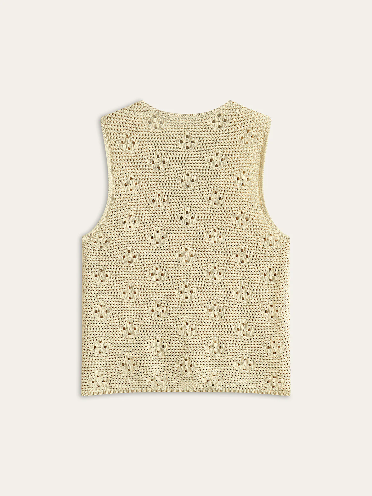 Crochet Knit Vest with Floral Detail - Takermore