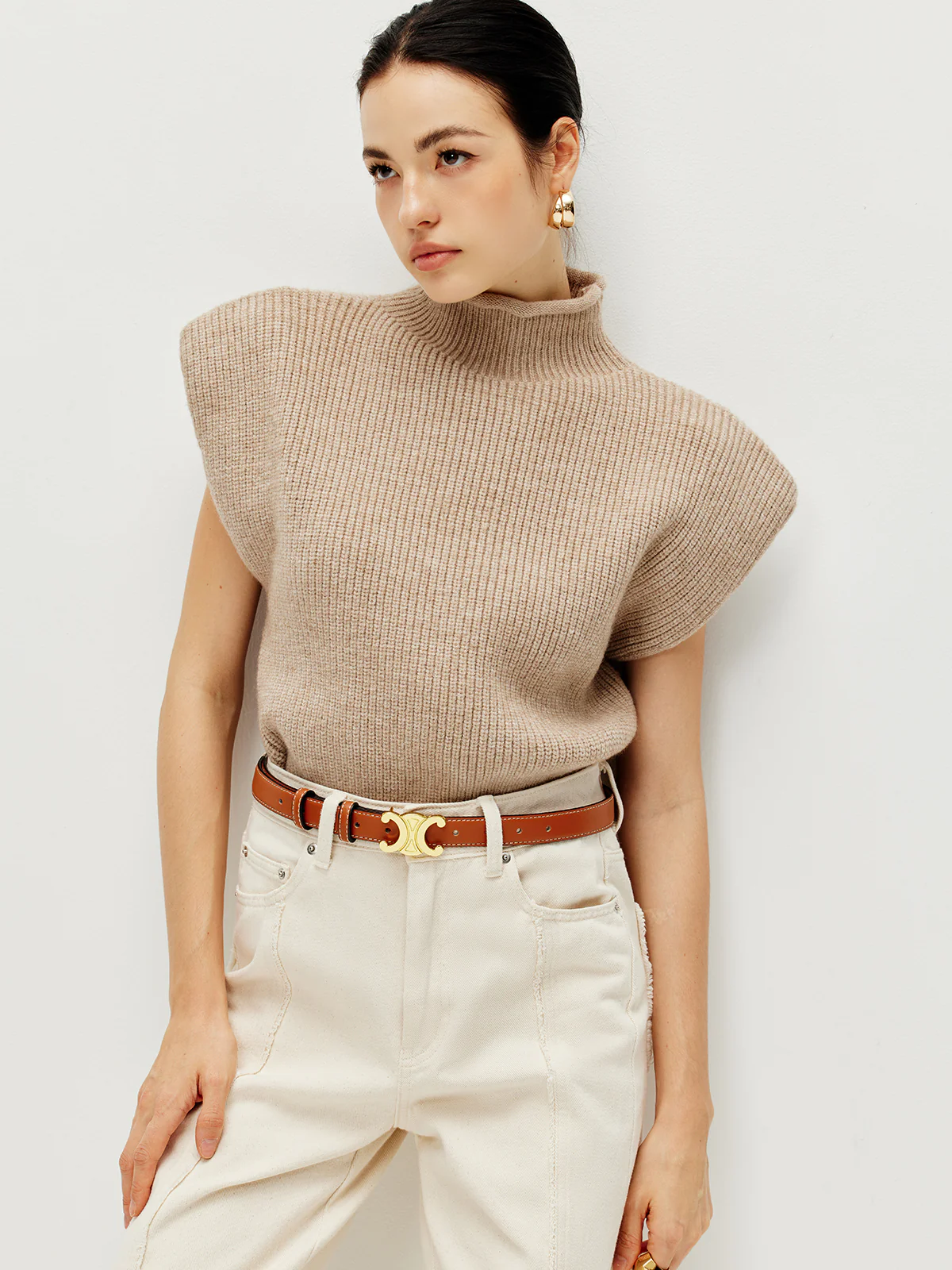 Ribbed Cap Sleeve Warm Sweater - Takermore