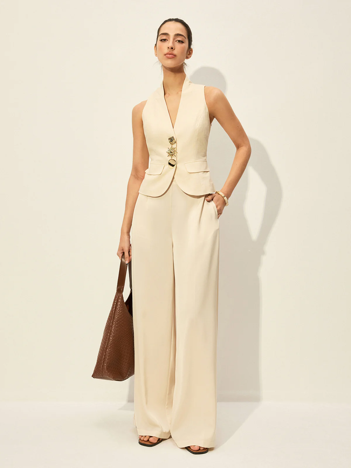 Cotton & Linen Decor Pockets Vest - Takermore