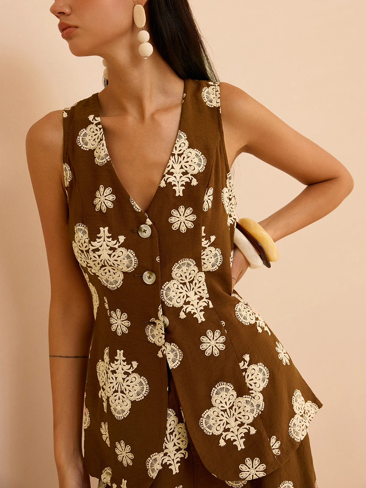 Floral Print Wide-Leg Pants Set - Takermore