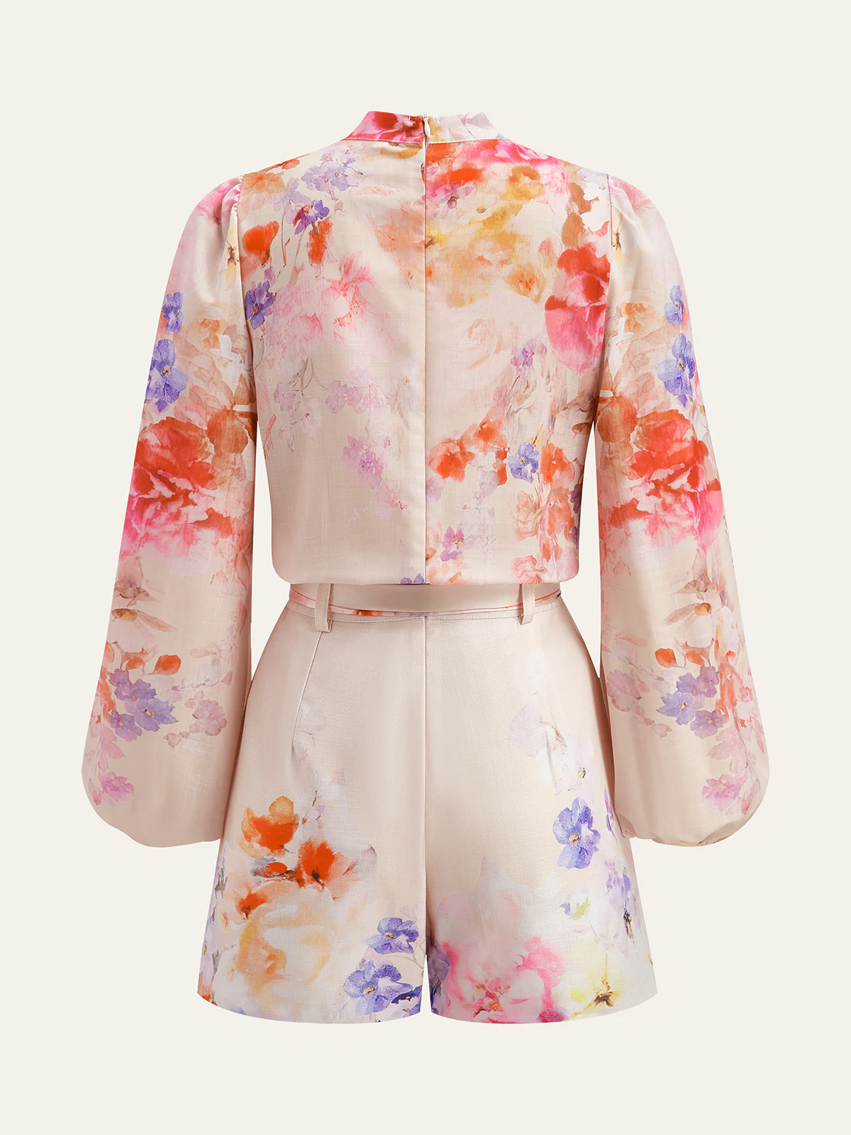 Watercolor Floral Belted Shorts Set - Takermore