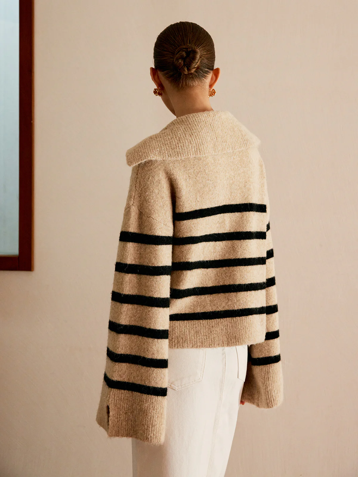 Oversized Striped Pullover Sweater - Takermore