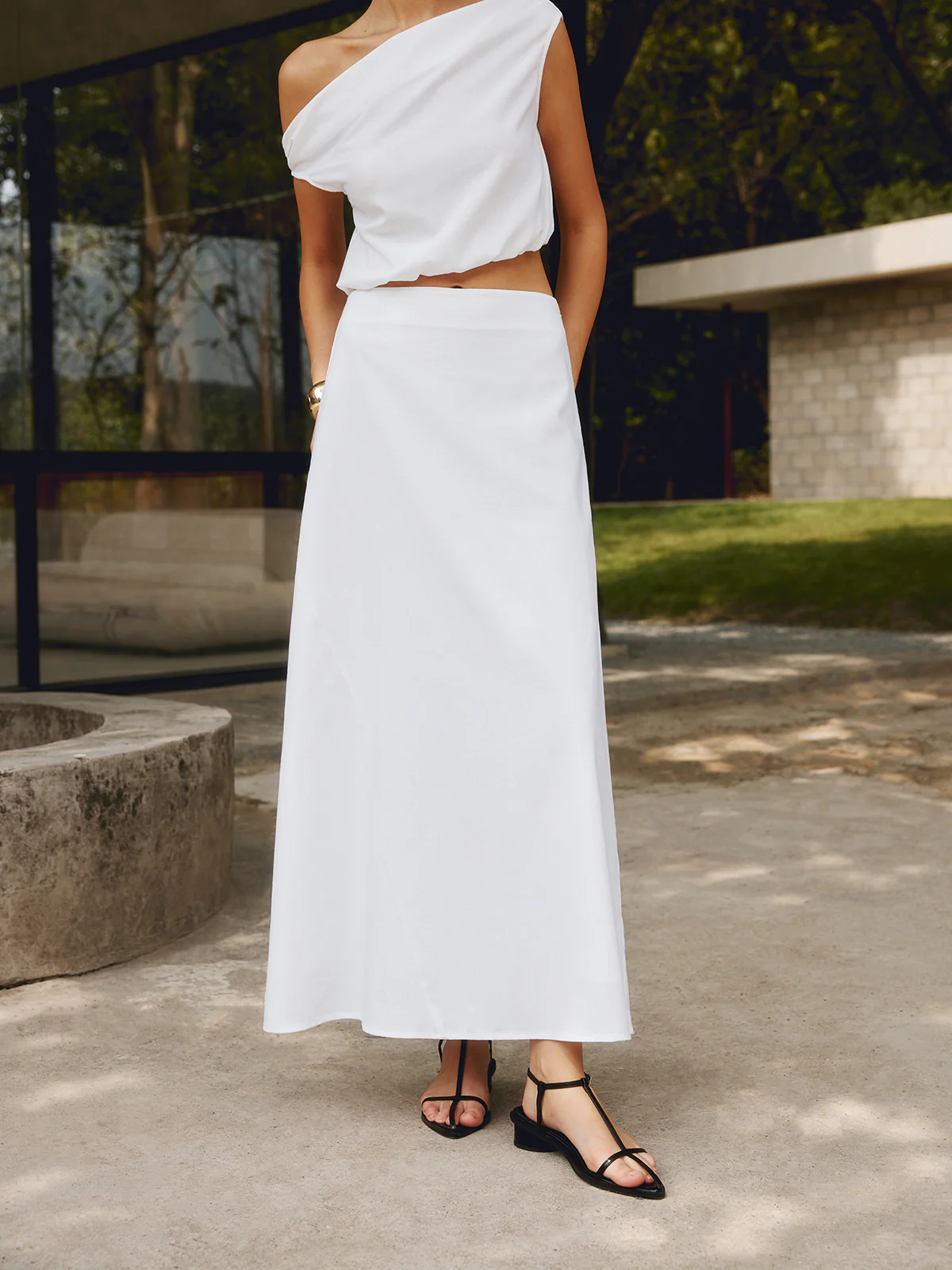 Cotton & Linen Solid Maxi Skirt - Takermore