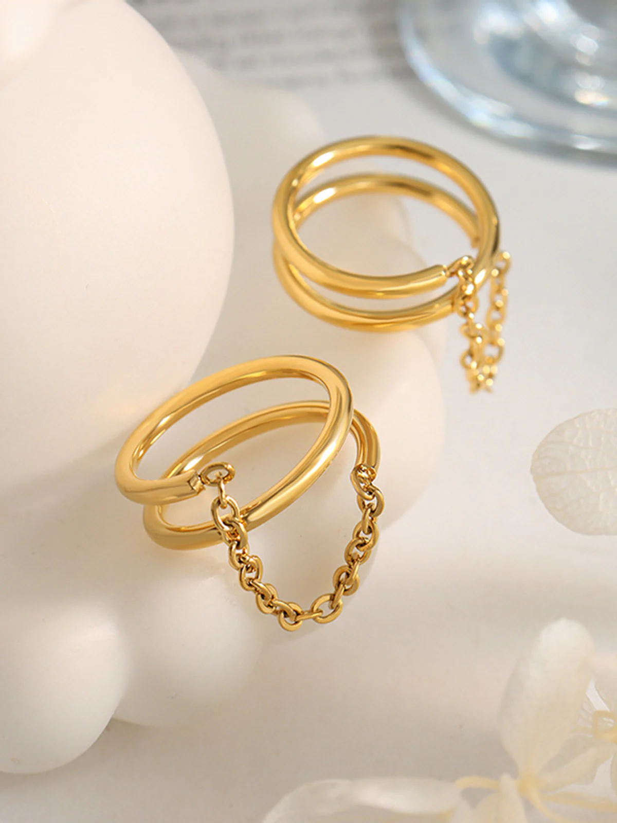 Double Layered Chain Decor Ring - Takermore