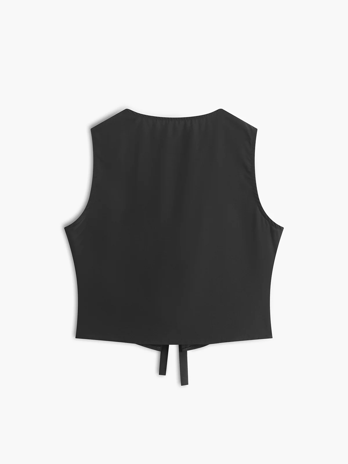 Solid V-Neck Tie Front Vest - Takermore