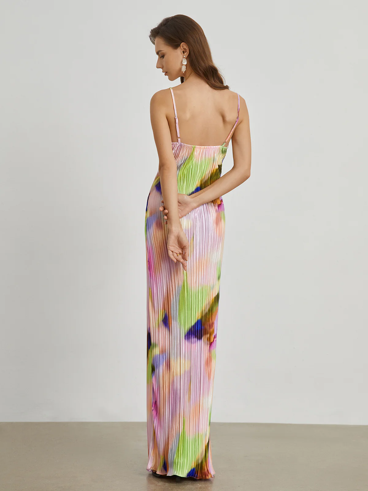 Tie Dye Pleat Long Dress - Takermore