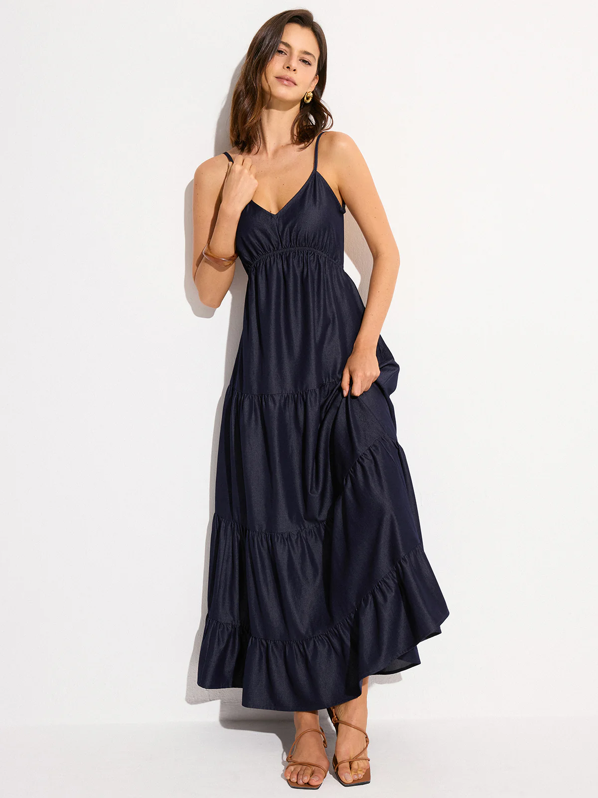 Backless Tiered Maxi Dress - Takermore