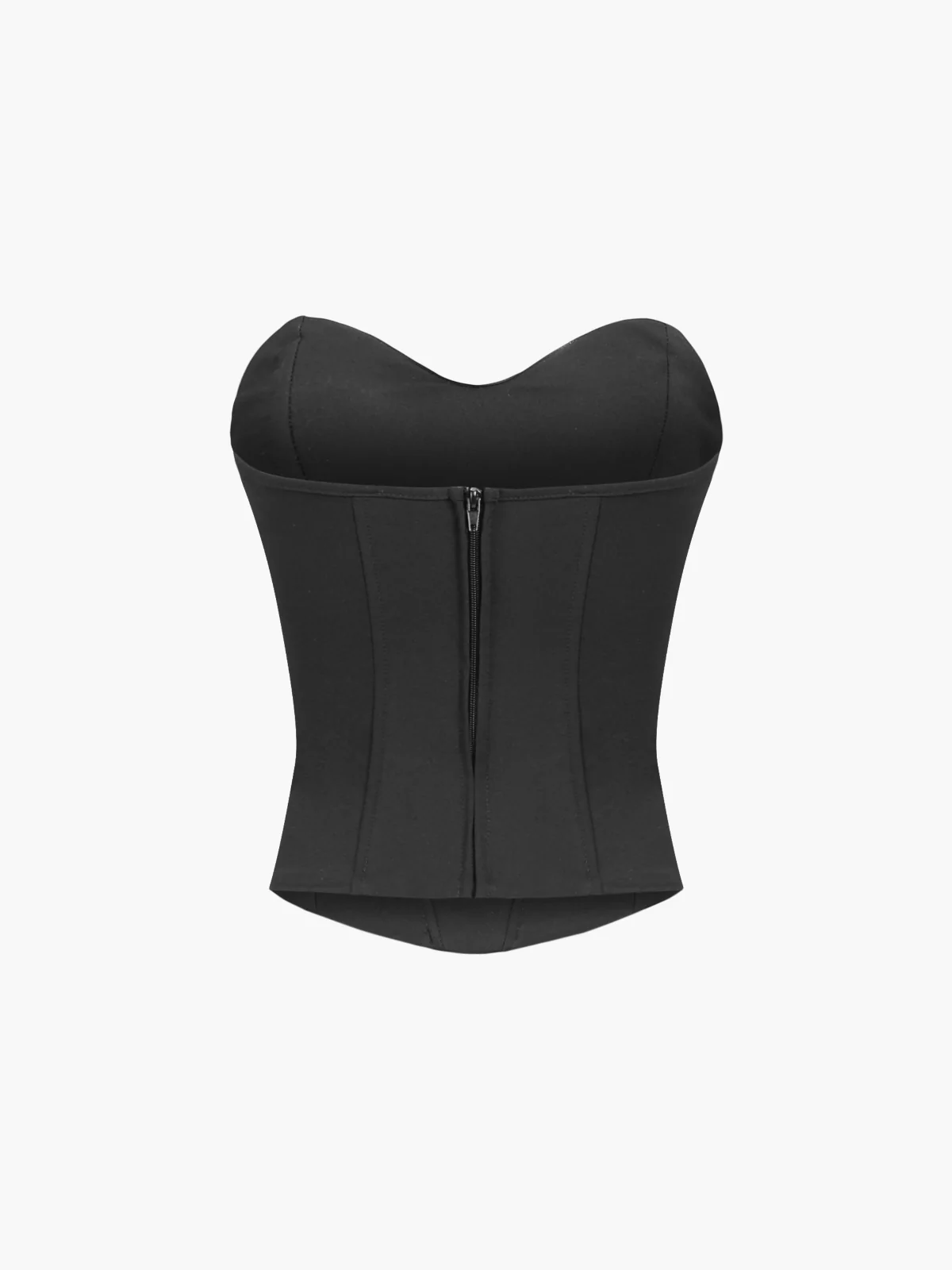 Cup Detail Zippered Tube Corset Top - Takermore
