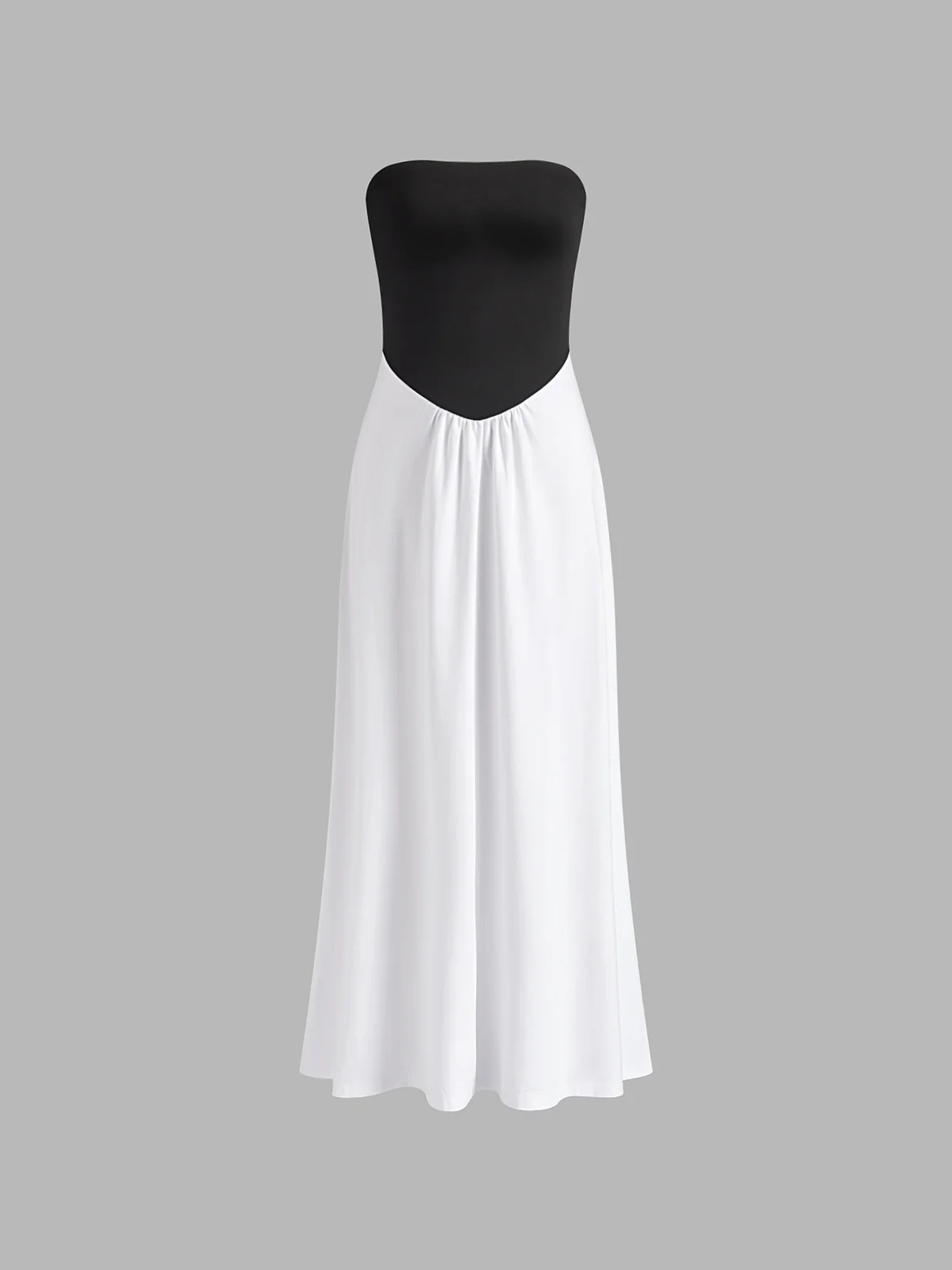 Two-Tone Backless Tube Long Dress - Takermore