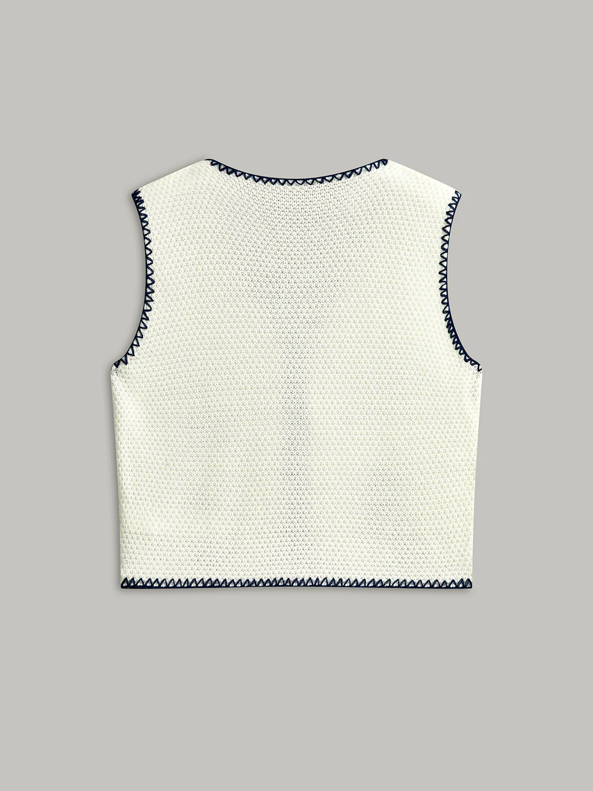 Embroidered Knit Tie-Front Vest - Takermore