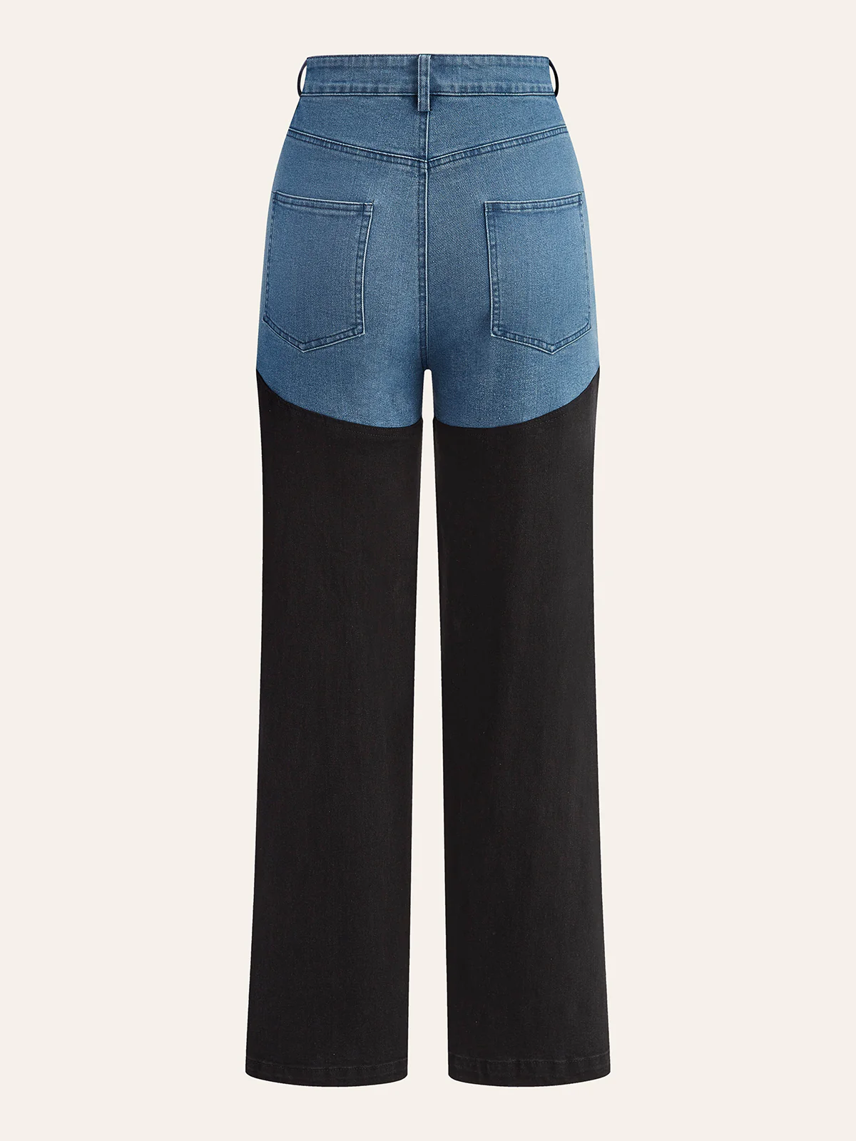 Mid-Waist Color Block Denim Pants - Takermore