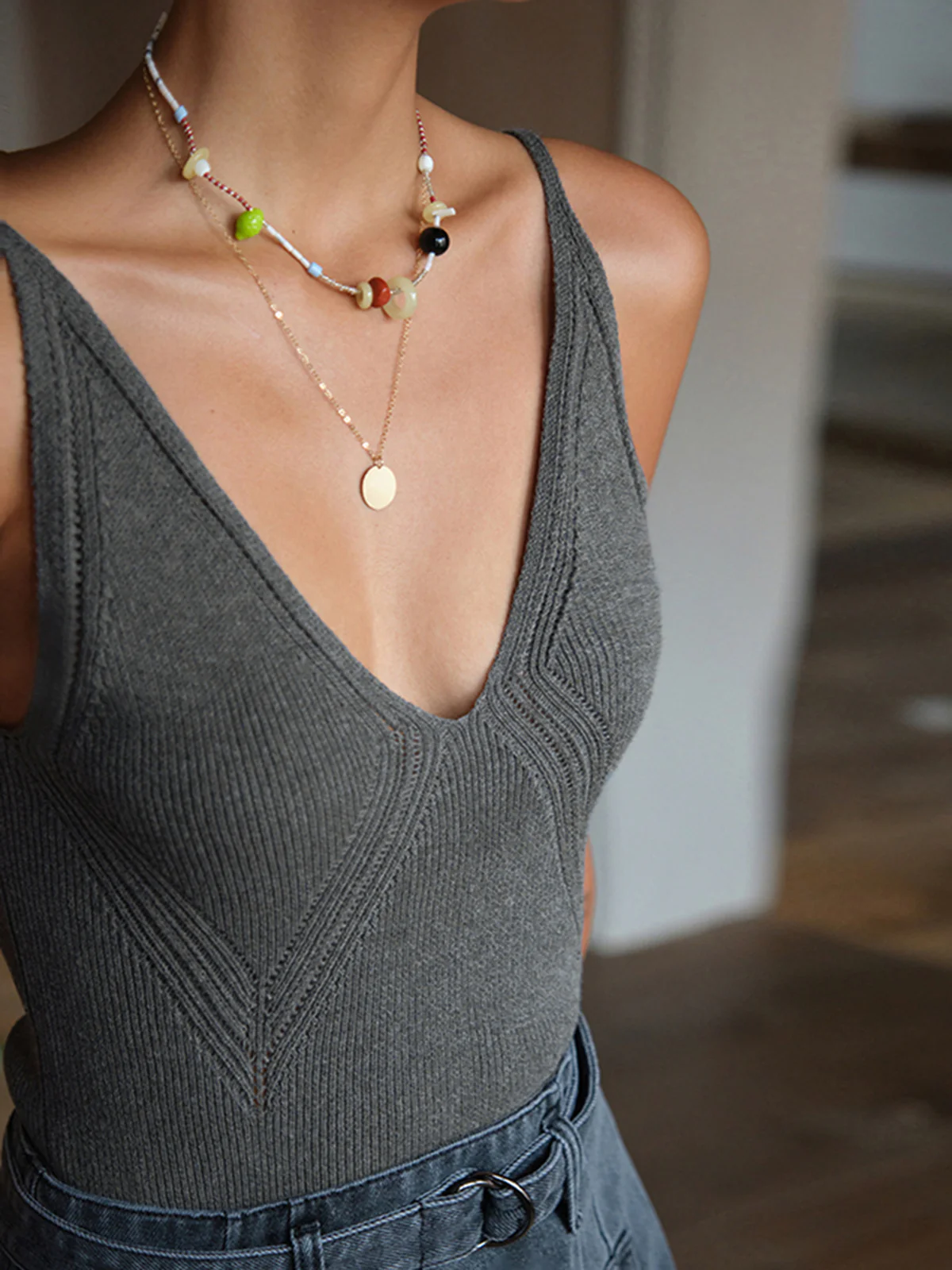 Ribbed Plain Sweater Vest - Takermore