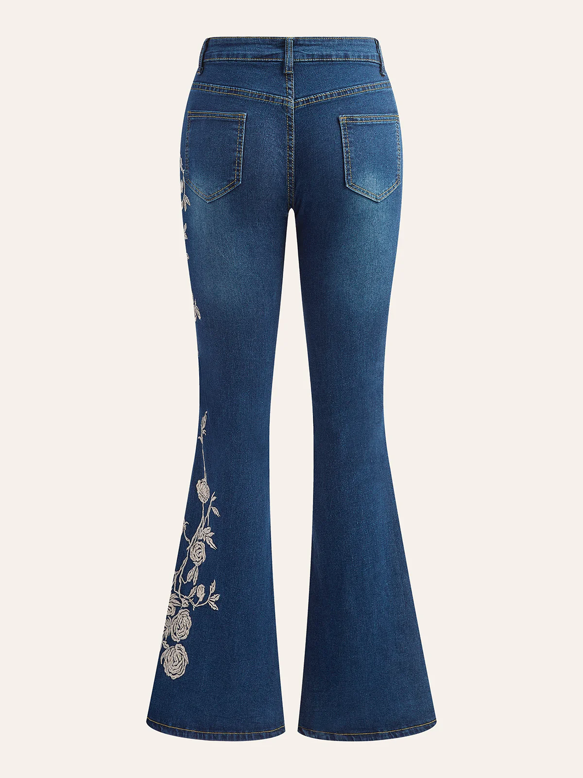 Mid-Waist Embroidered Flared Jeans - Takermore