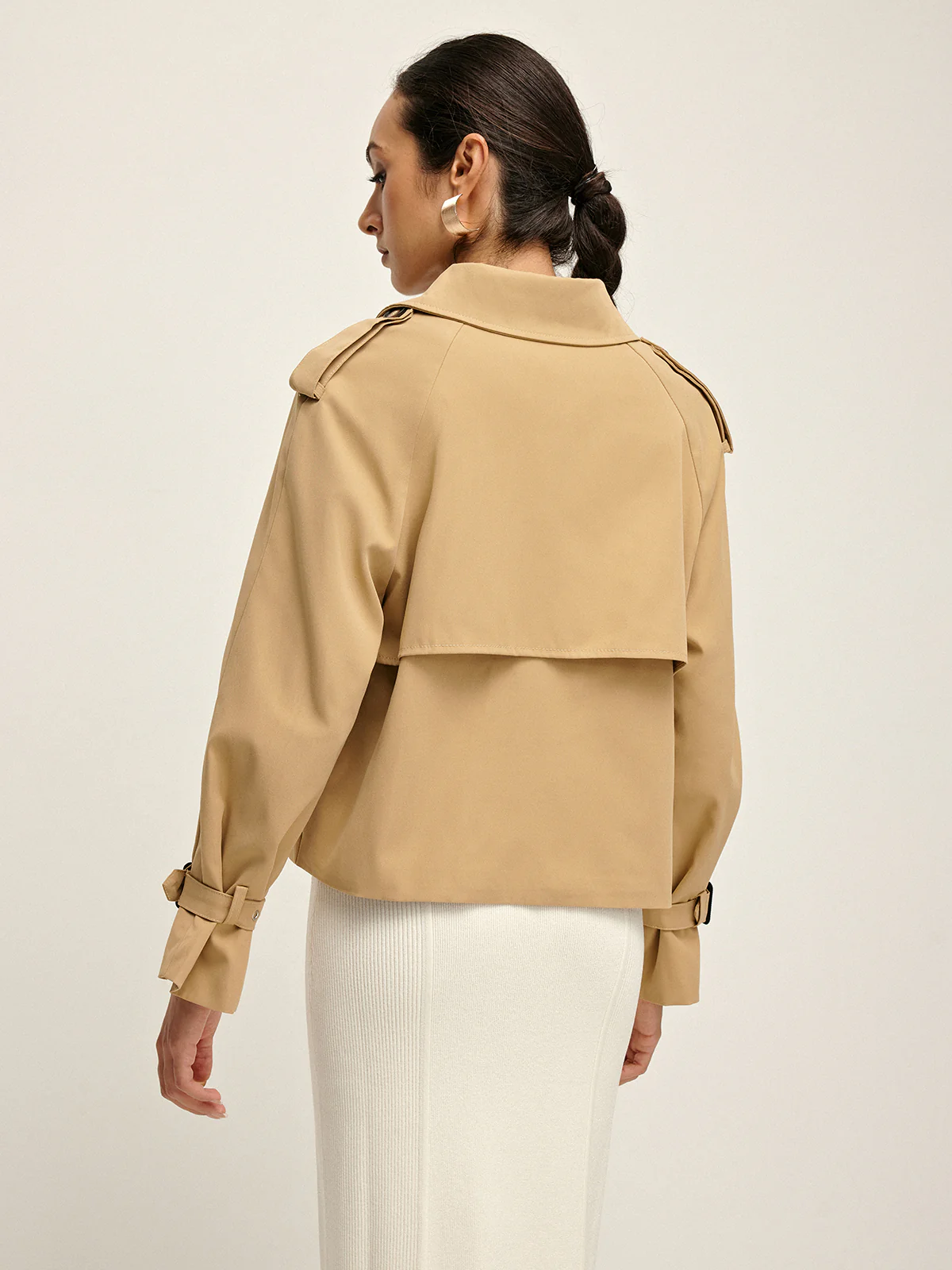 Breasted Lapel Trench Coat - Takermore