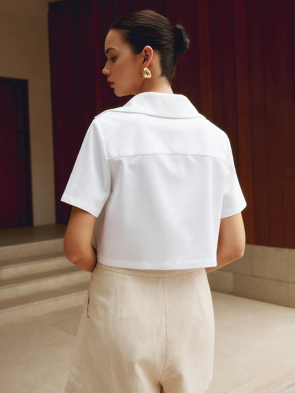 Cotton & Linen Cropped Shirt - Takermore