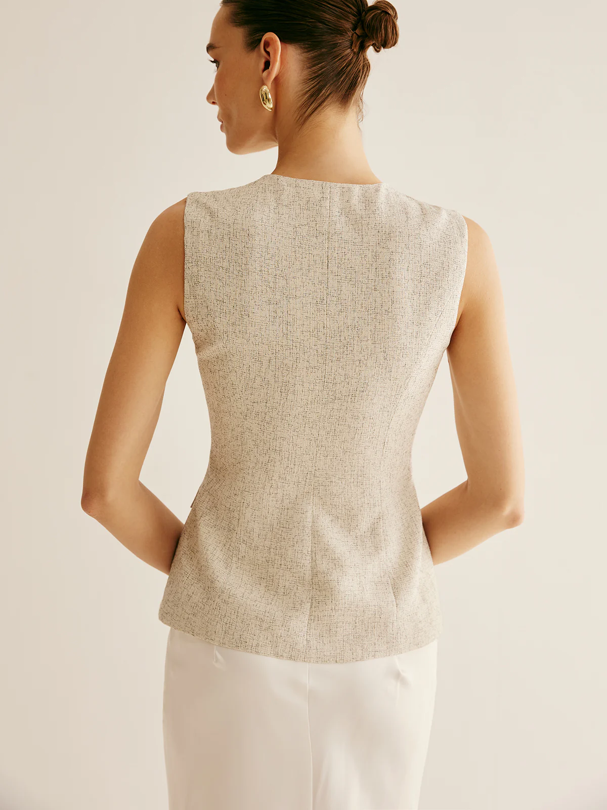 Elegant Breasted Piping Split Vest - Takermore