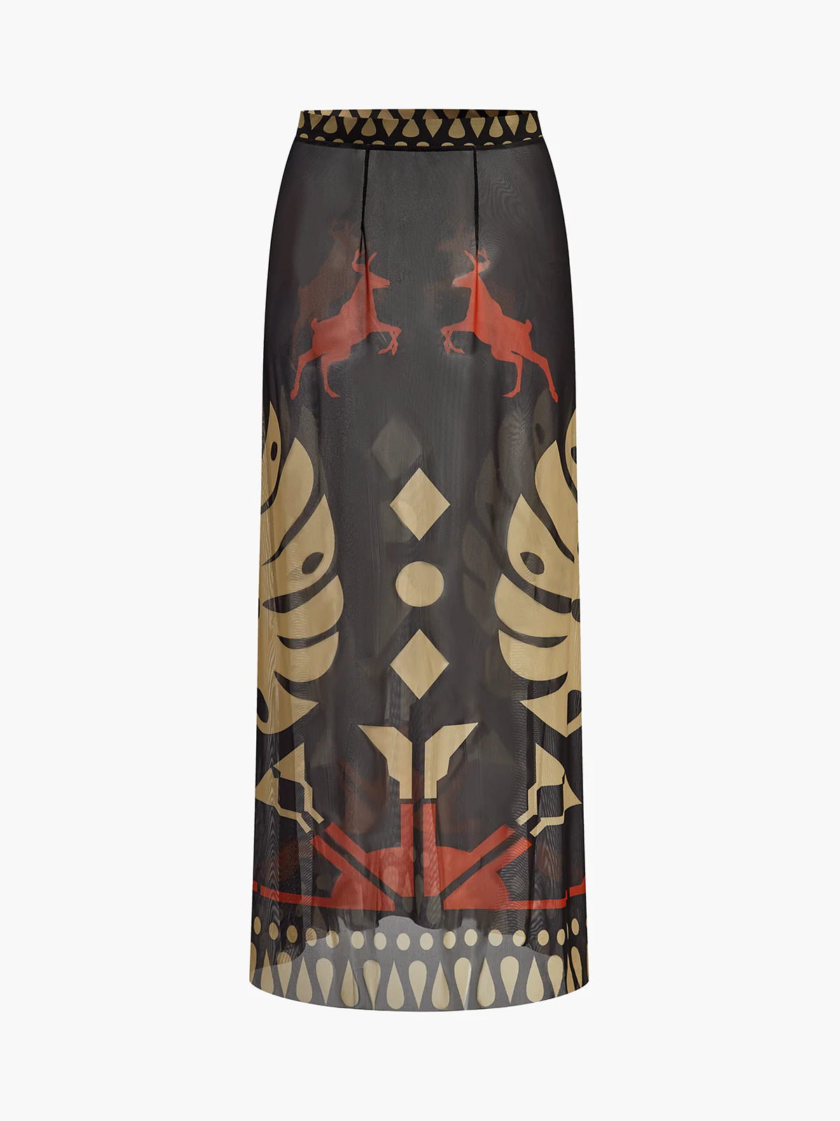Sheer Printed Sarong Skirt - Takermore