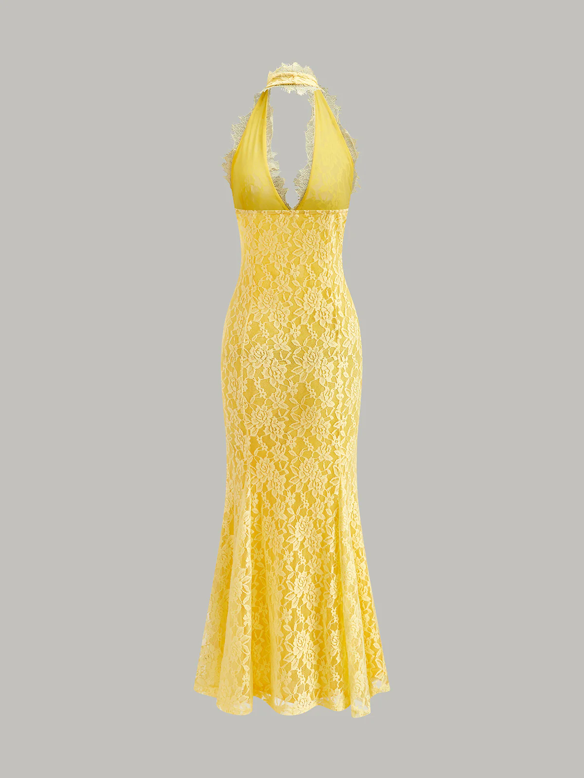 Halter Neck Floral Lace Dress - Takermore