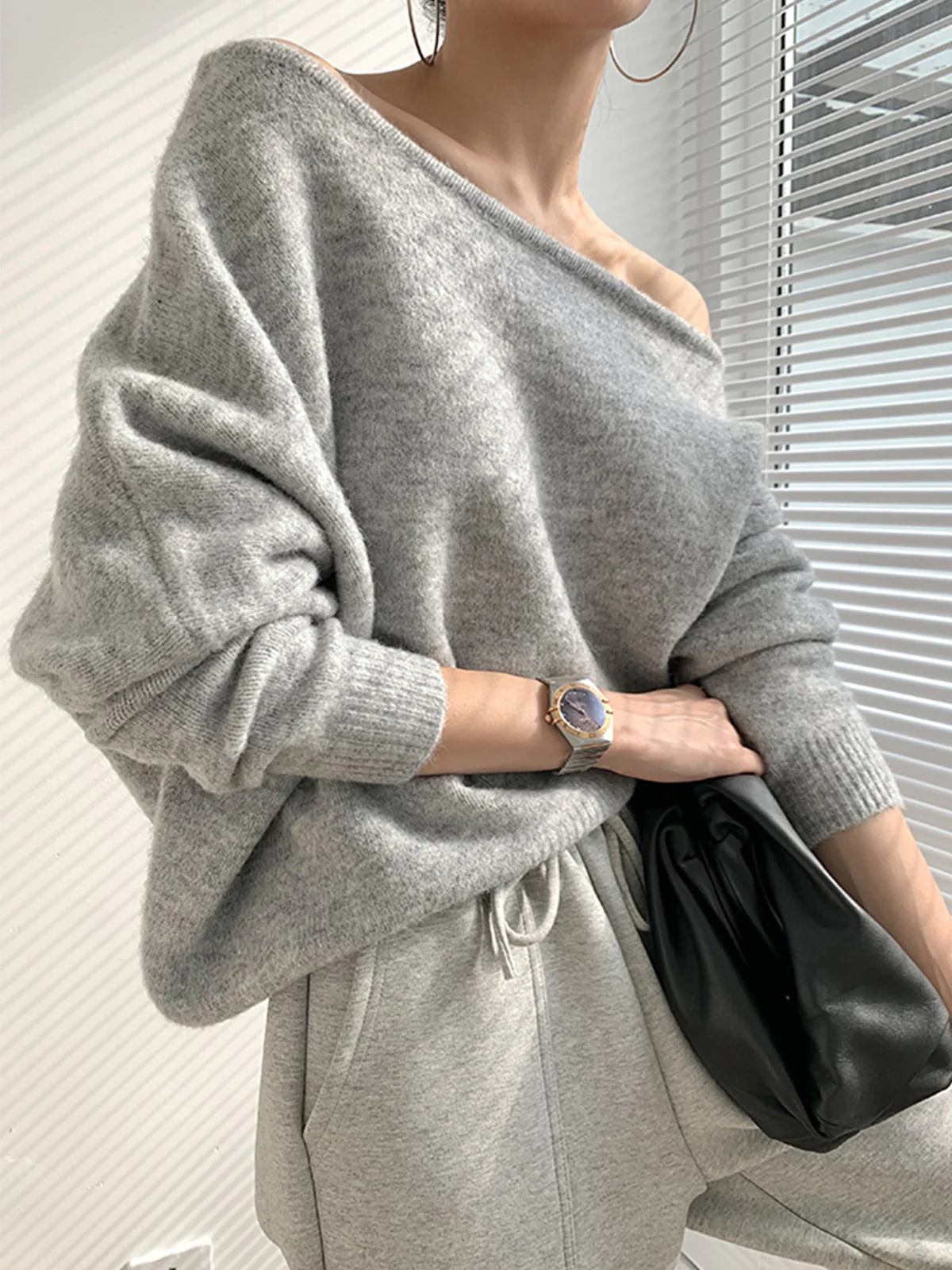 One Shoulder Asymmetric Sweater - Takermore
