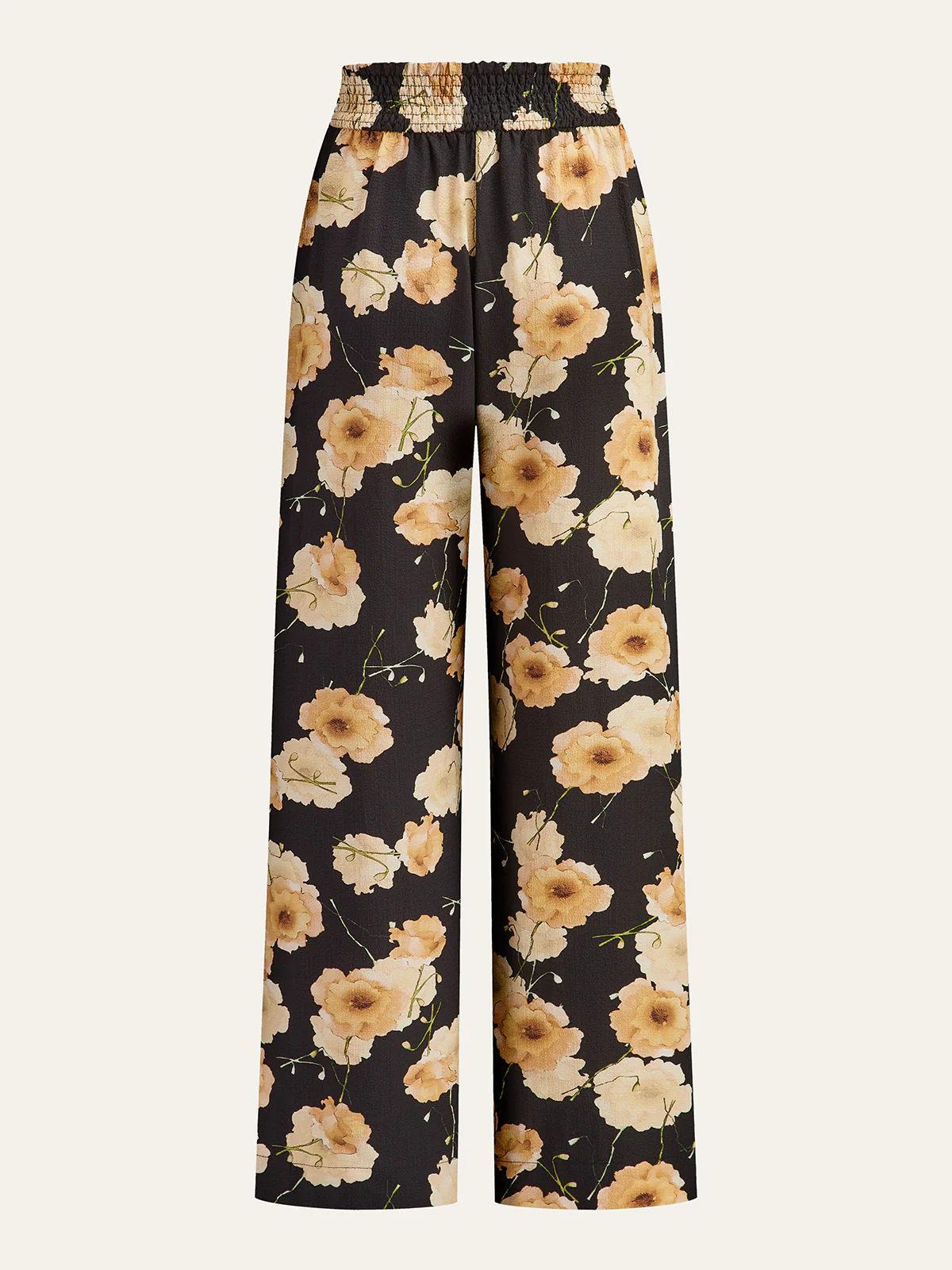Floral Print Wide-Leg Pants - Takermore
