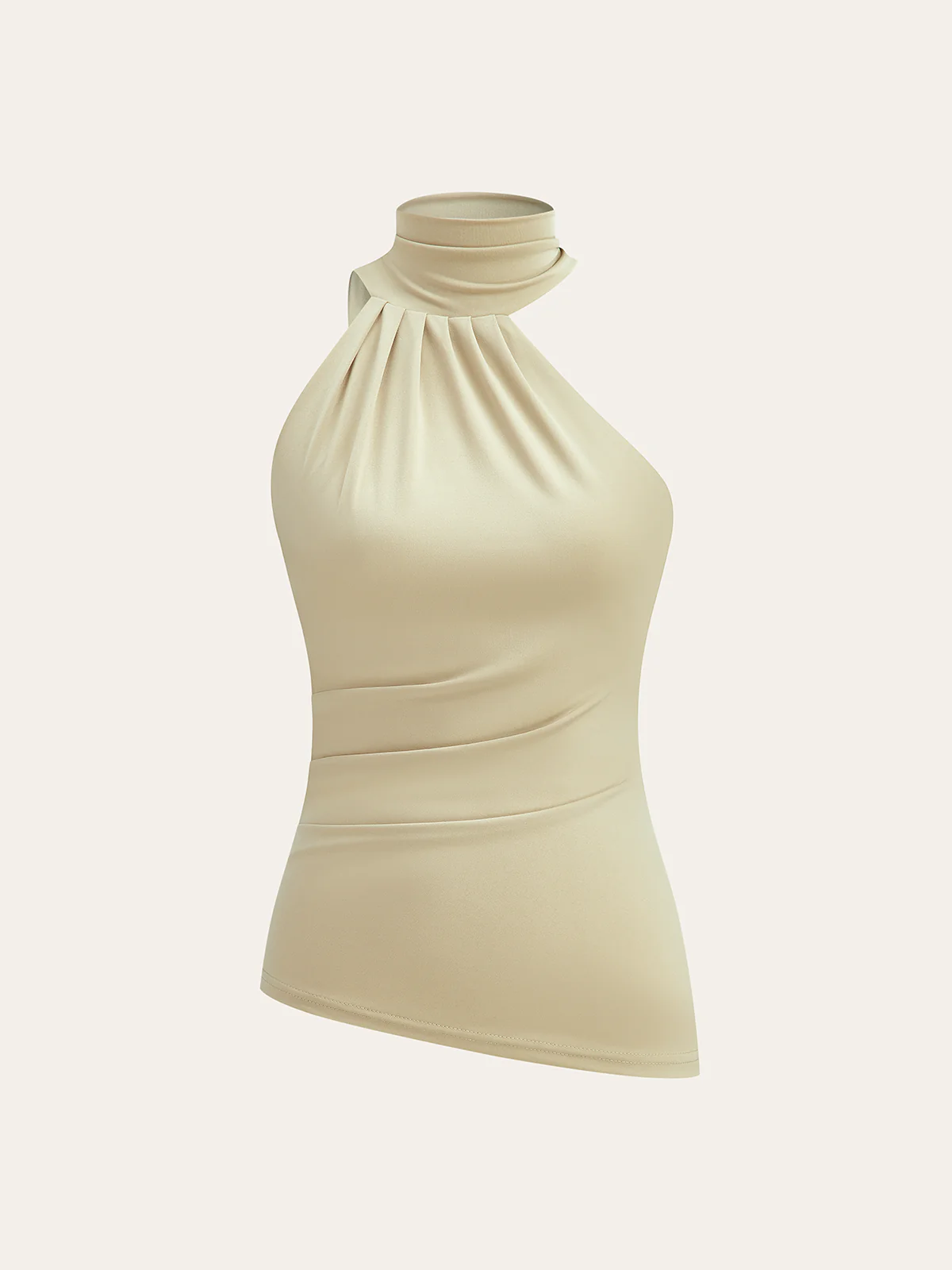 Asymmetrical Halter Neck Ruched Top - Takermore